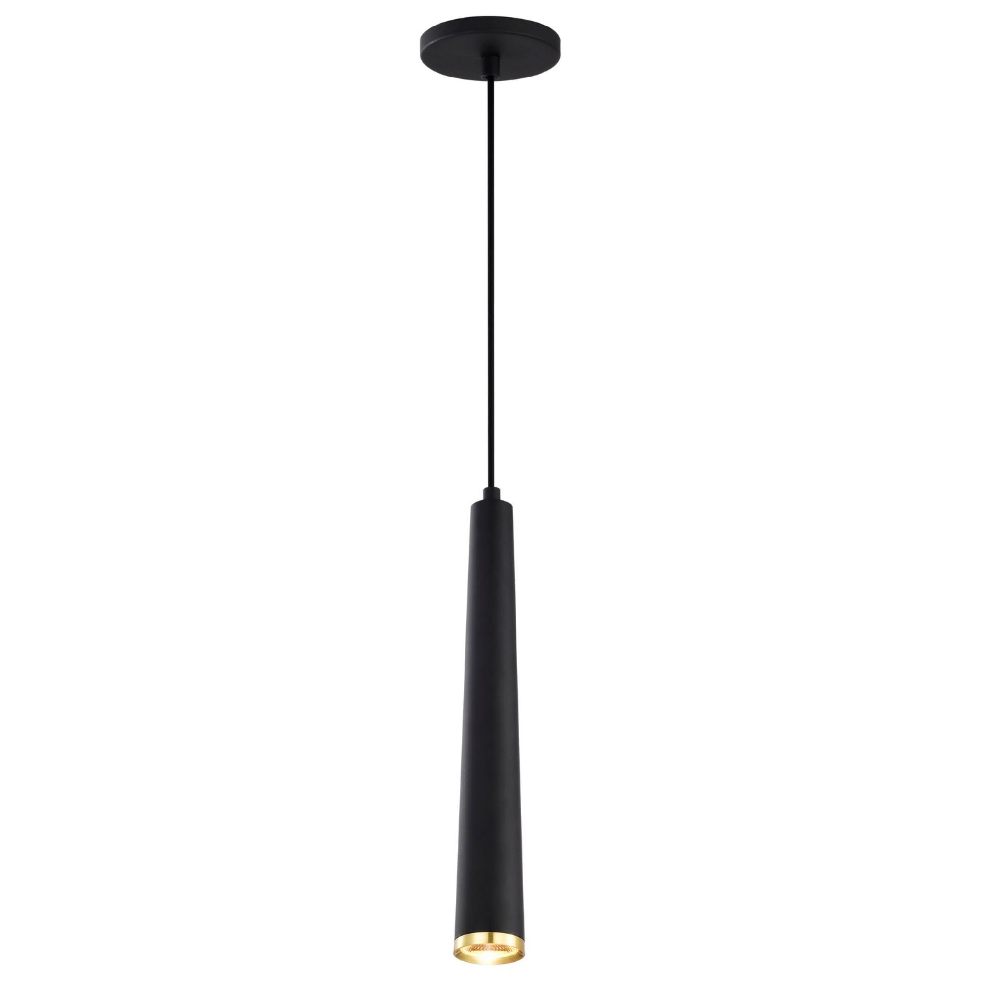 Melrose 16" LED Pendant, Matte Black / Brushed Brass Finish - Bees Lighting