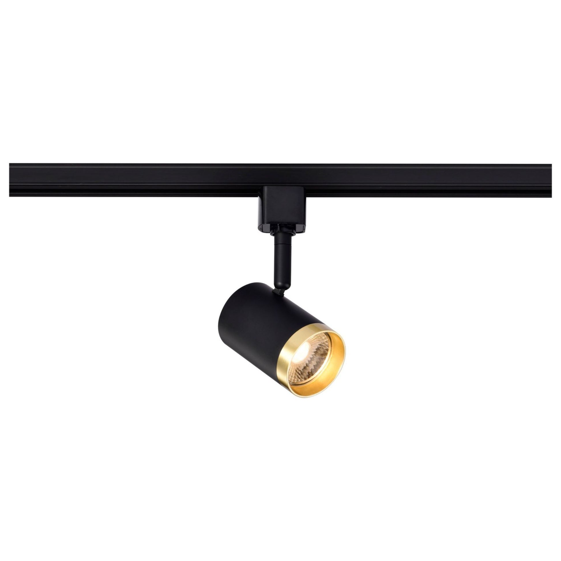 LED Small Cylinder Halo Track Head 12W 1000 Lumens 3000K, 24°, Black & Brass - Bees Lighting