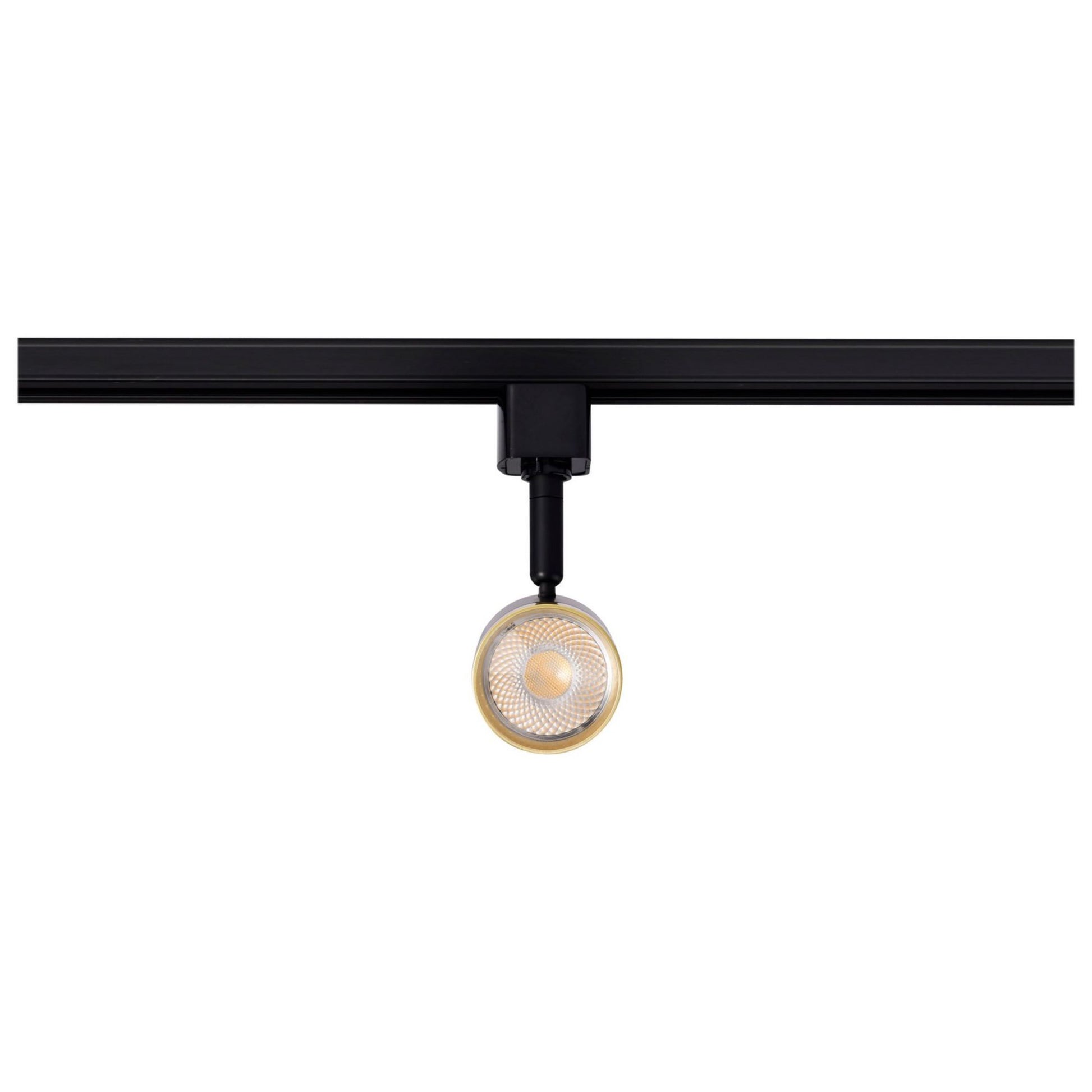 LED Small Cylinder Halo Track Head 12W 1000 Lumens 3000K, 24°, Black & Brass - Bees Lighting