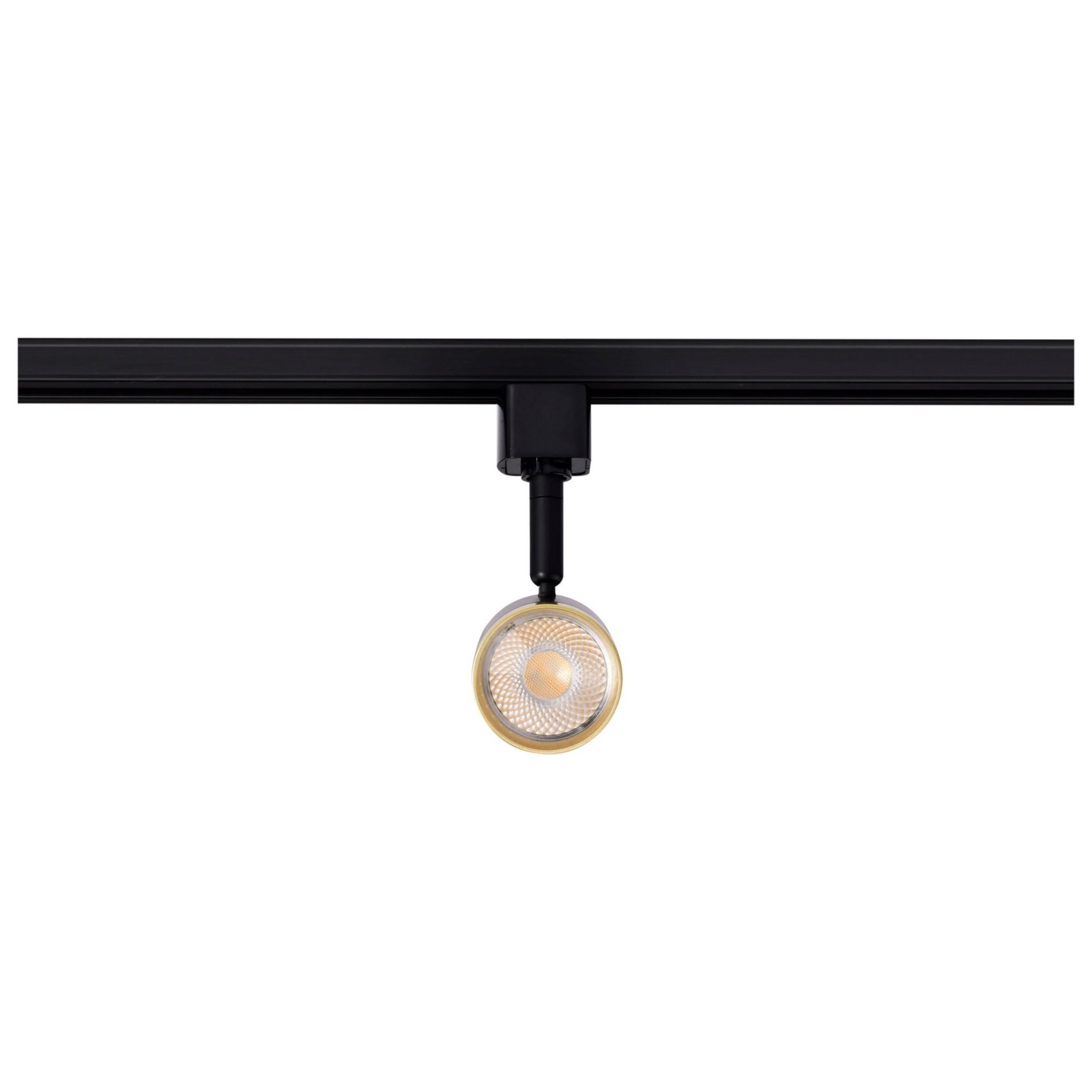 LED Small Cylinder Halo Track Head 12W 1000 Lumens 3000K, 24°, Black & Brass - Bees Lighting