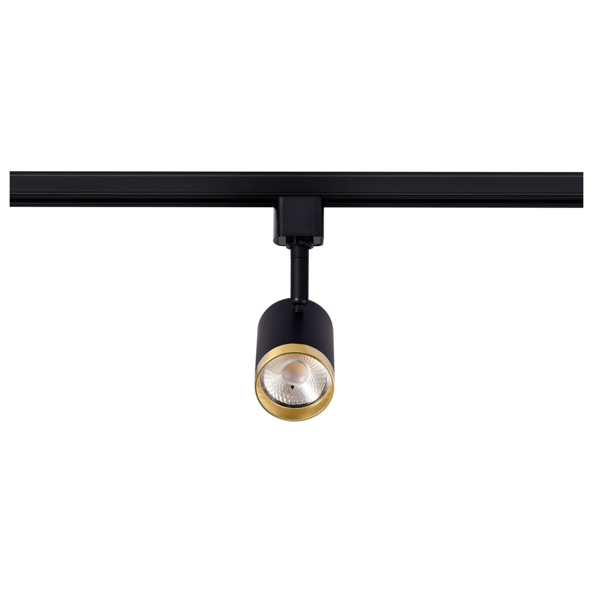 LED Small Cylinder Halo Track Head 12W 1000 Lumens 3000K, 24°, Black & Brass - Bees Lighting