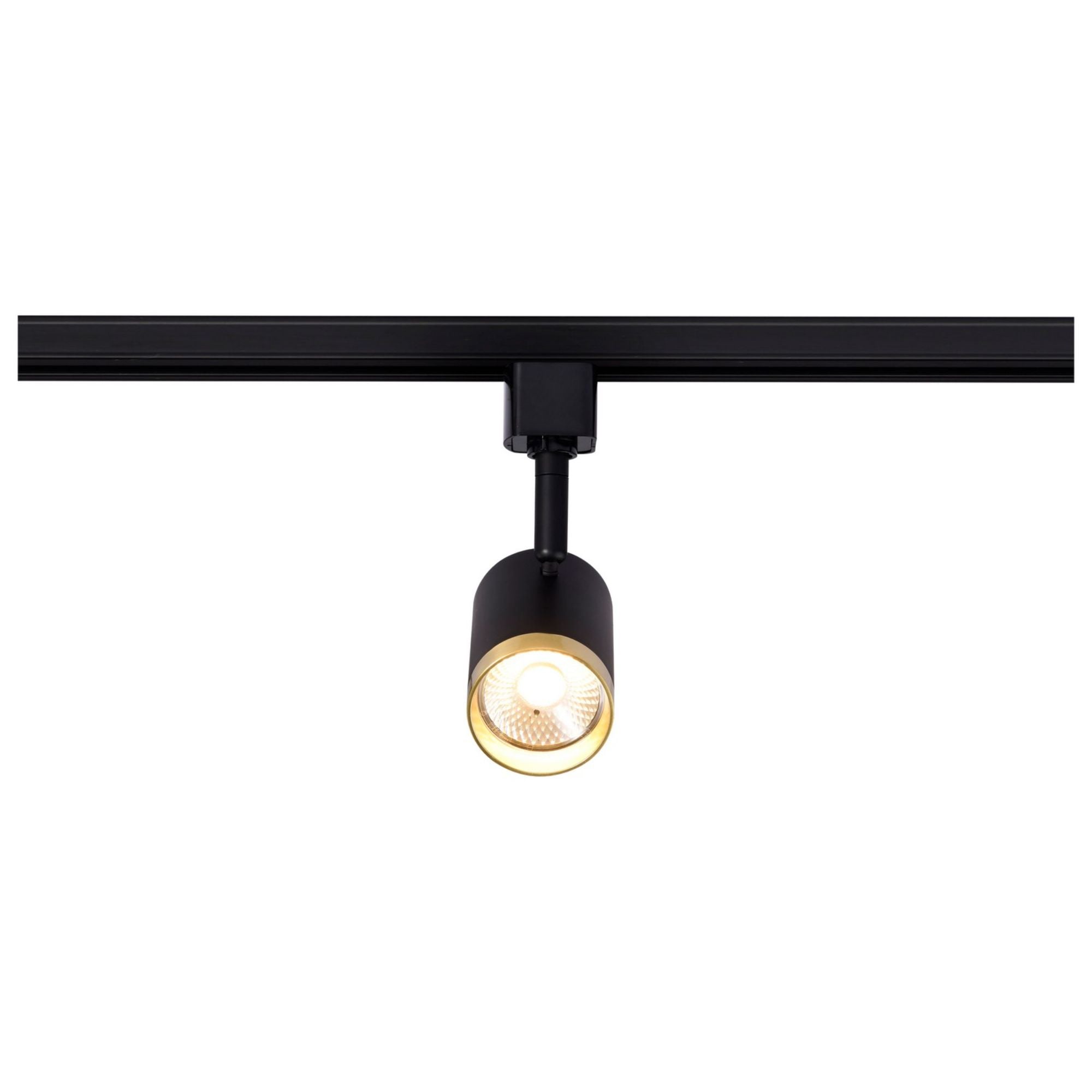 LED Small Cylinder Halo Track Head 12W 1000 Lumens 3000K, 24°, Black & Brass - Bees Lighting