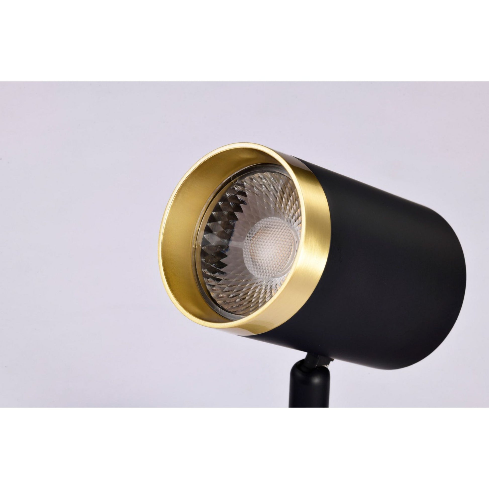 LED Small Cylinder Halo Track Head 12W 1000 Lumens 3000K, 24°, Black & Brass - Bees Lighting