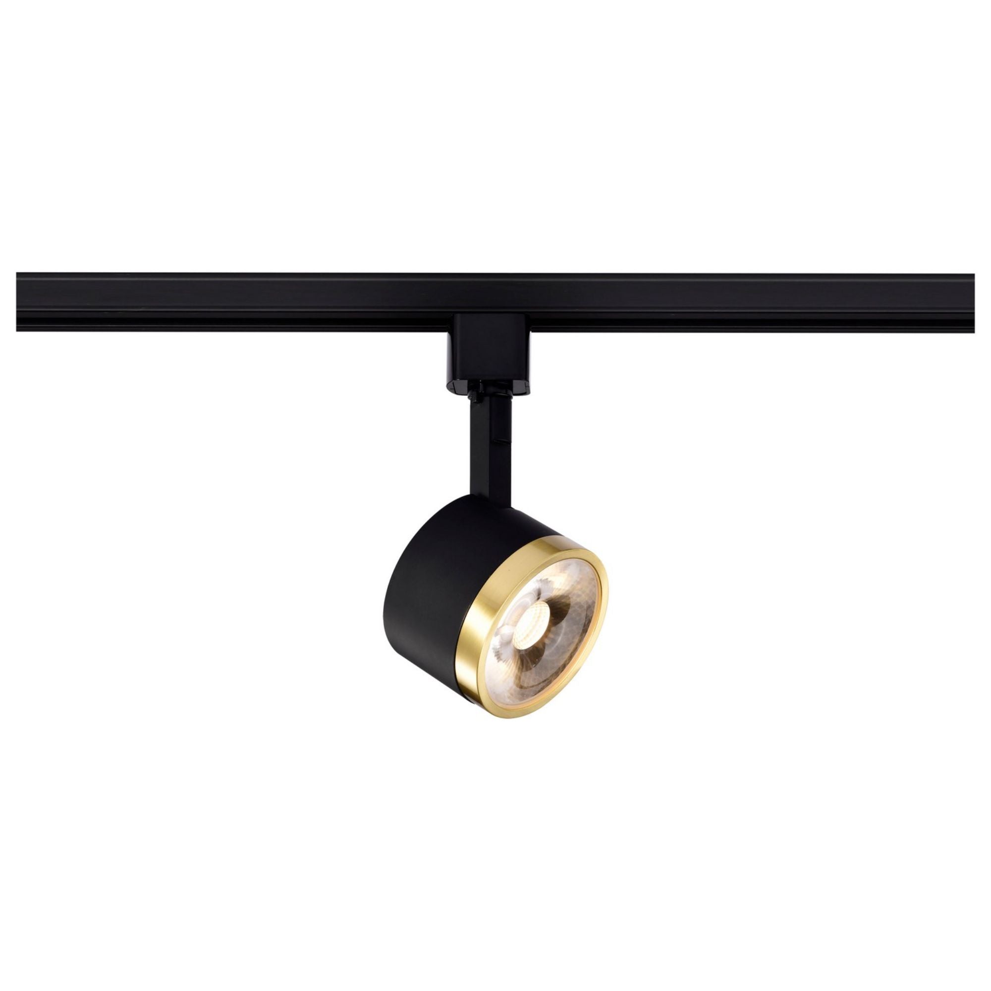 Round LED Track Head, 1000 Lumens, 12W, 3000K, Halo, 36° Beam Angle, Black|Brass - Bees Lighting