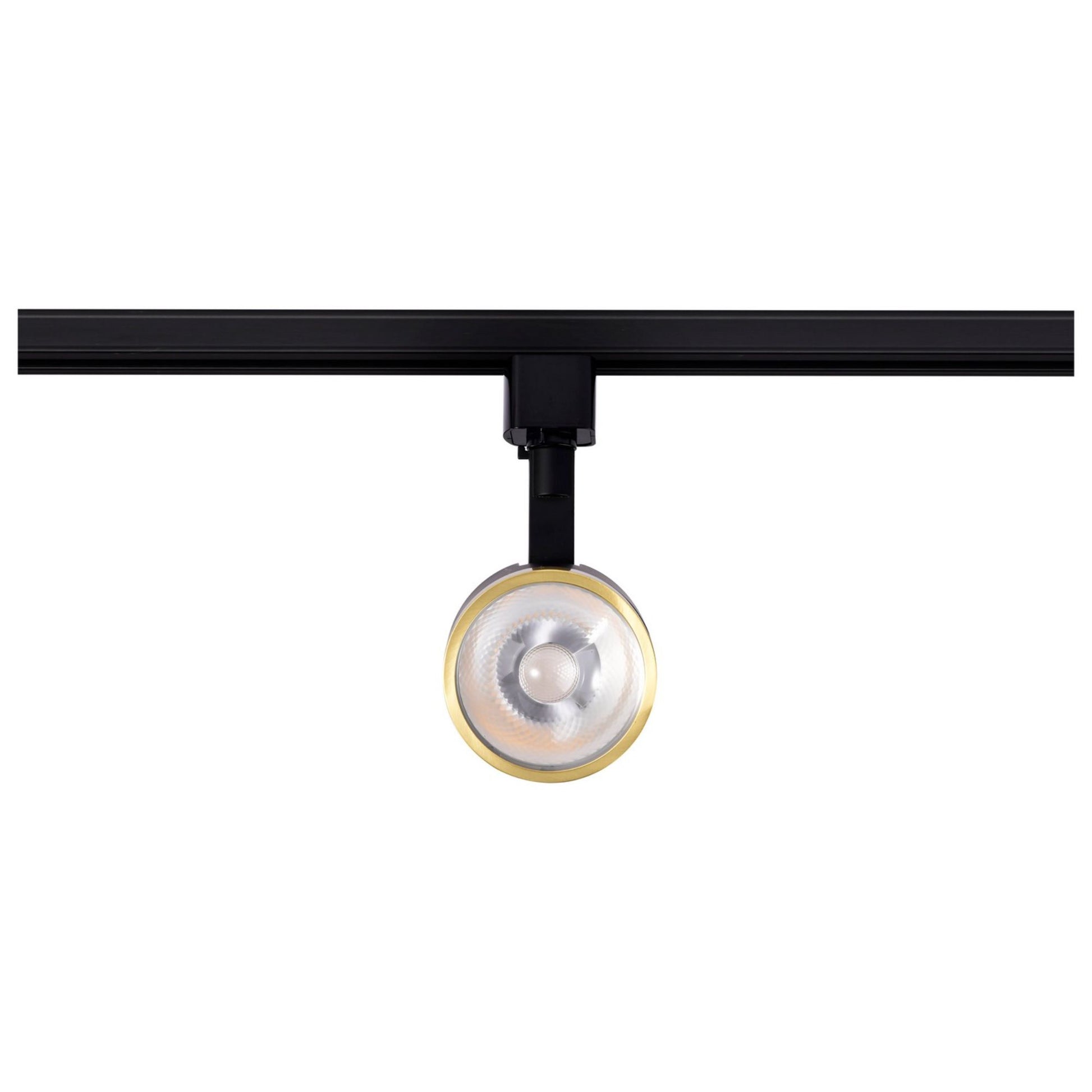 Round LED Track Head, 1000 Lumens, 12W, 3000K, Halo, 36° Beam Angle, Black|Brass - Bees Lighting