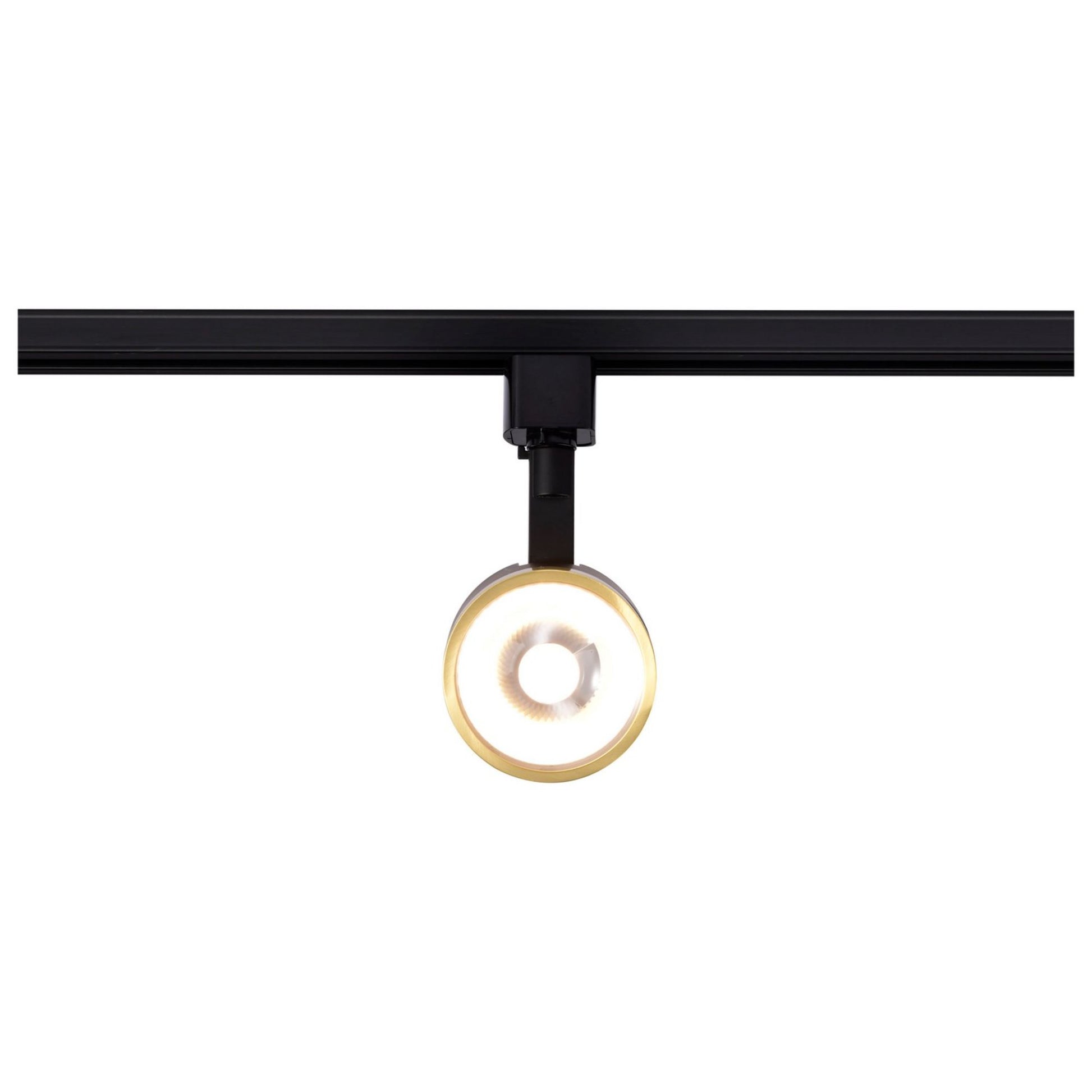 Round LED Track Head, 1000 Lumens, 12W, 3000K, Halo, 36° Beam Angle, Black|Brass - Bees Lighting
