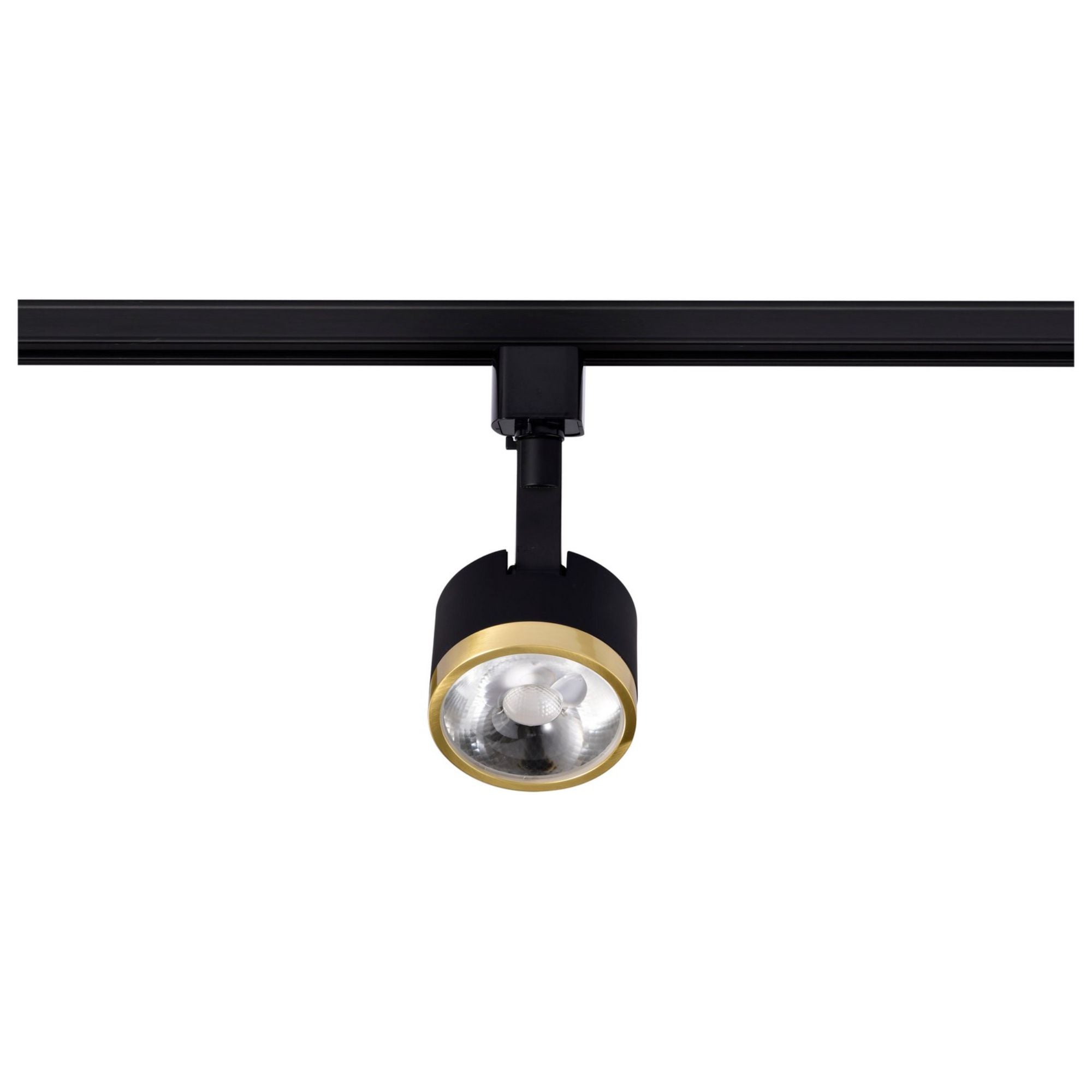 Round LED Track Head, 1000 Lumens, 12W, 3000K, Halo, 36° Beam Angle, Black|Brass - Bees Lighting