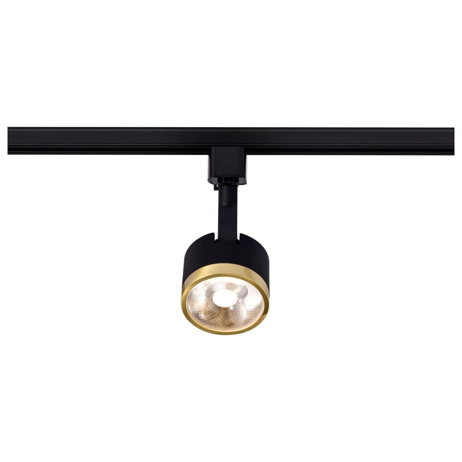 Round LED Track Head, 1000 Lumens, 12W, 3000K, Halo, 36° Beam Angle, Black|Brass - Bees Lighting