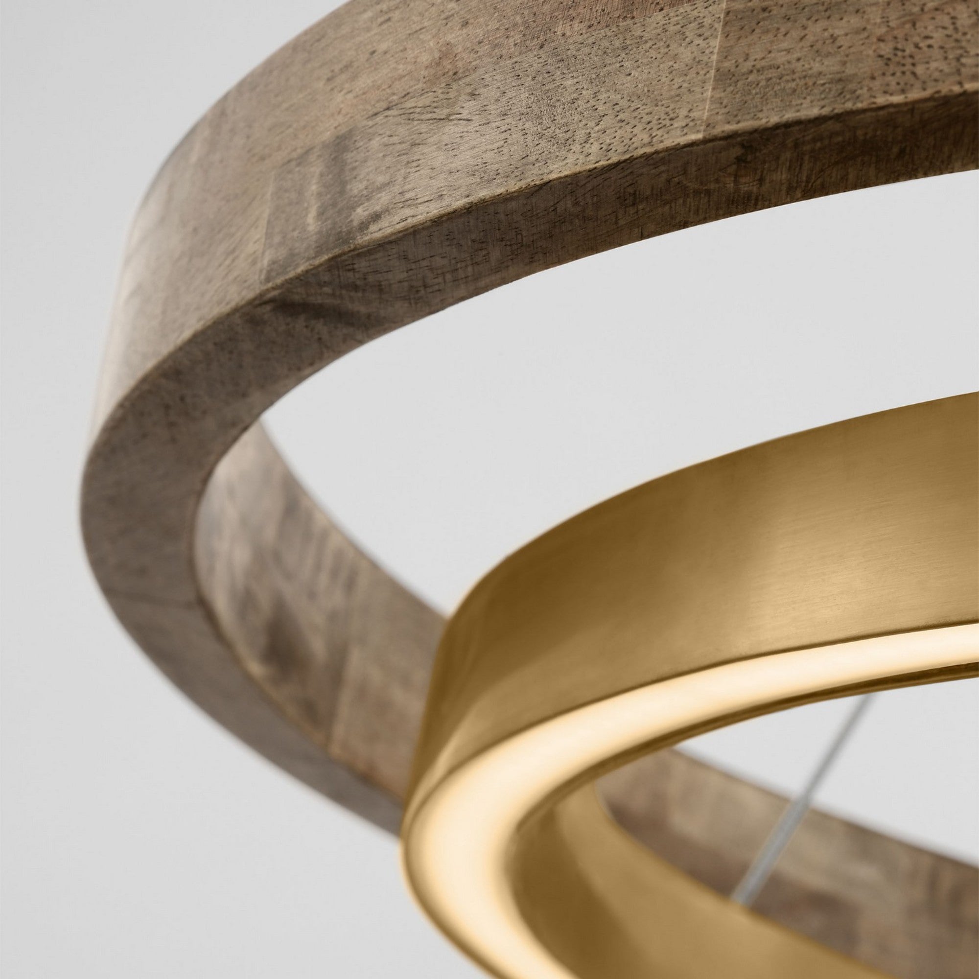 Grace 36" LED Chandelier, Natural Brass & Weathered Oak Finish - Bees Lighting