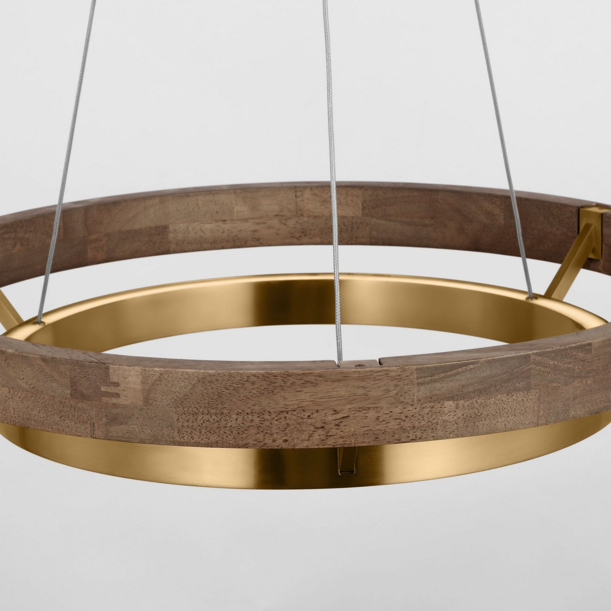 Grace 24" LED Chandelier, Natural Brass & Weathered Oak Finish - Bees Lighting
