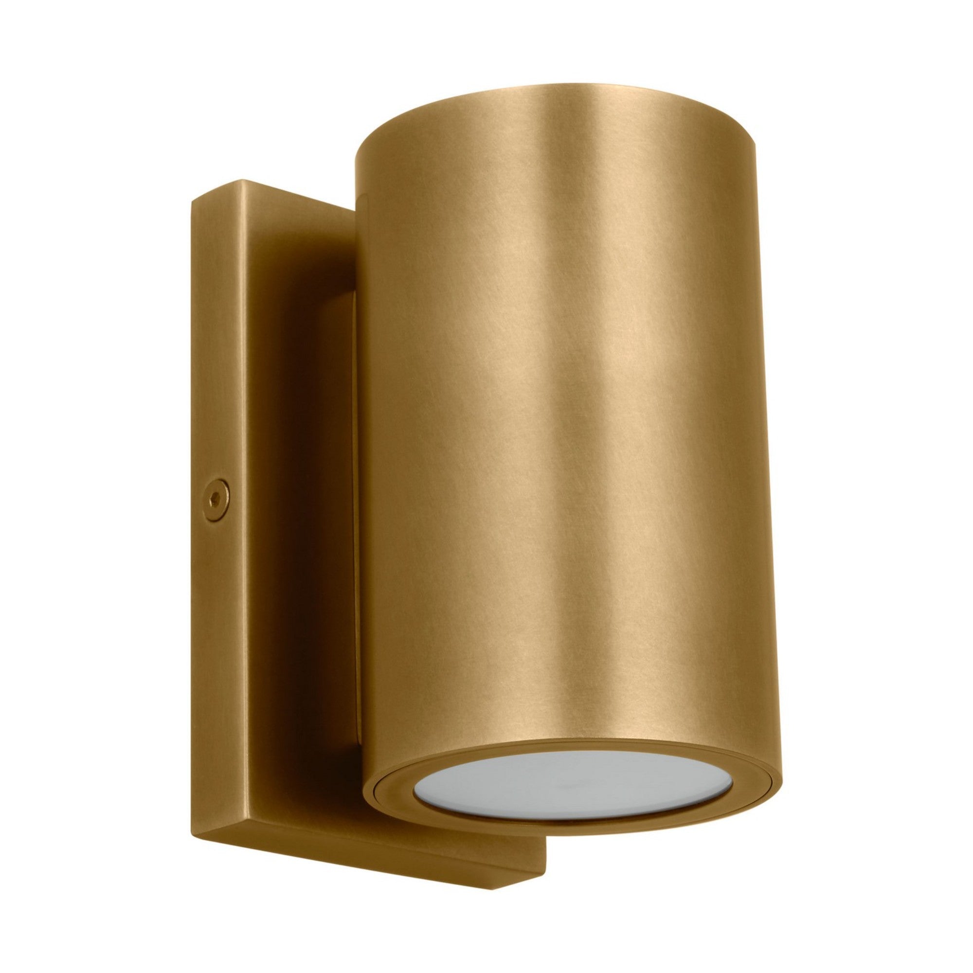 Pressa 5" LED Round Small Wall Light, 120-277V, Natural Brass Finish - Bees Lighting
