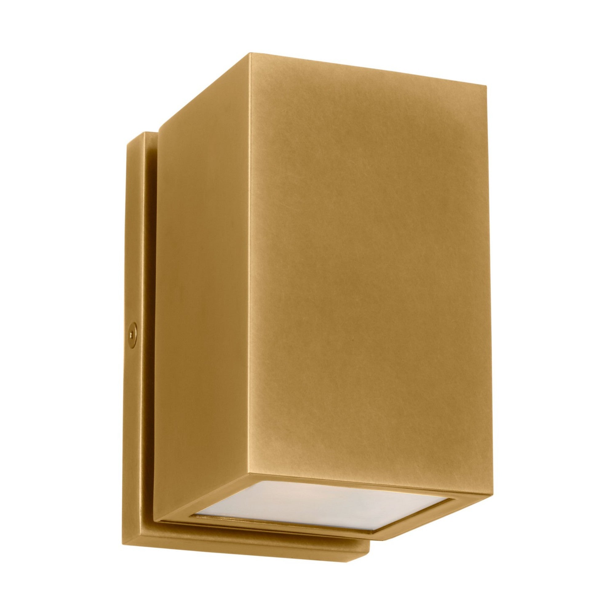 Pressa 5" LED Square Small Wall Light, 120-277V, Natural Brass Finish - Bees Lighting