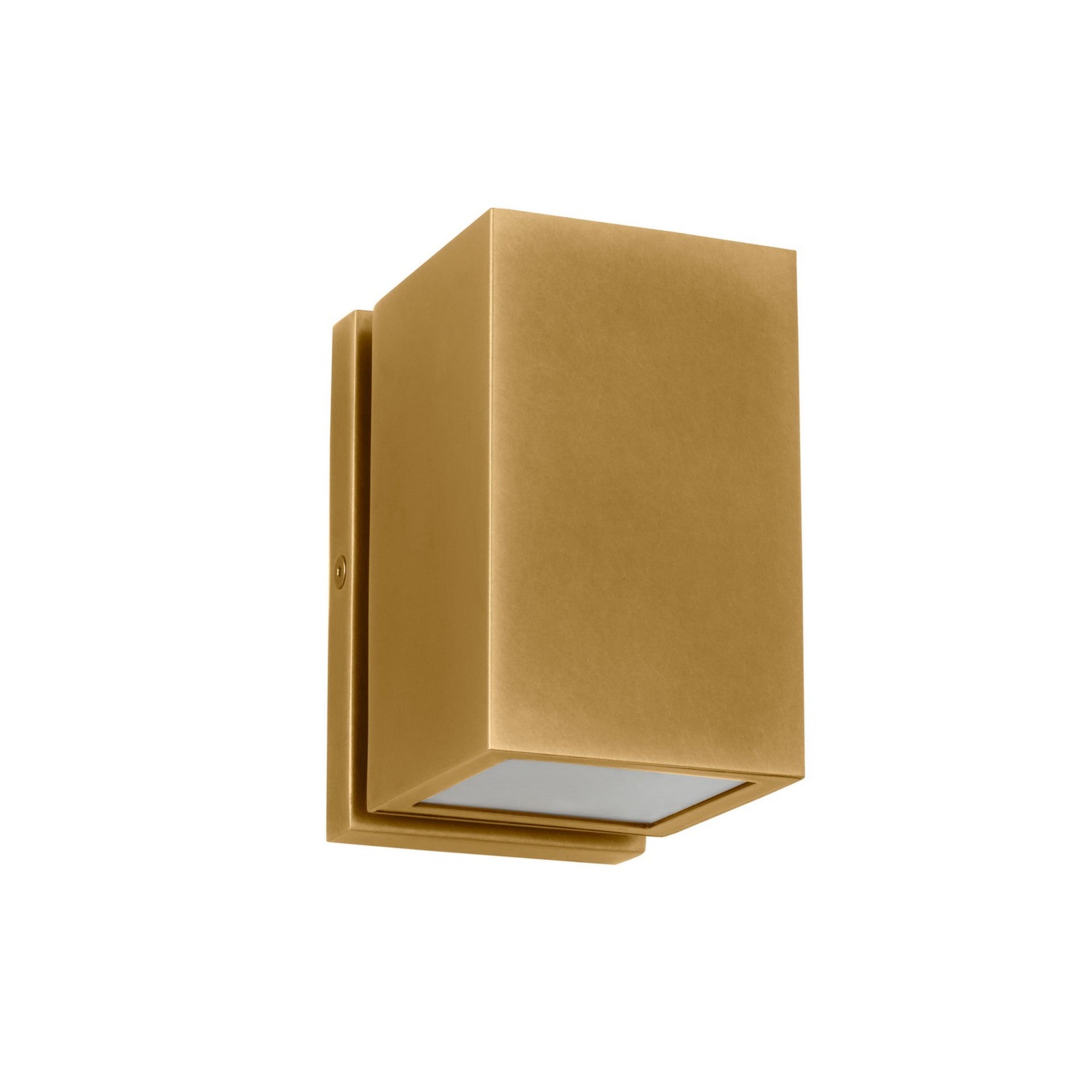Pressa 5" LED Square Small Wall Light, 120-277V, Natural Brass Finish - Bees Lighting
