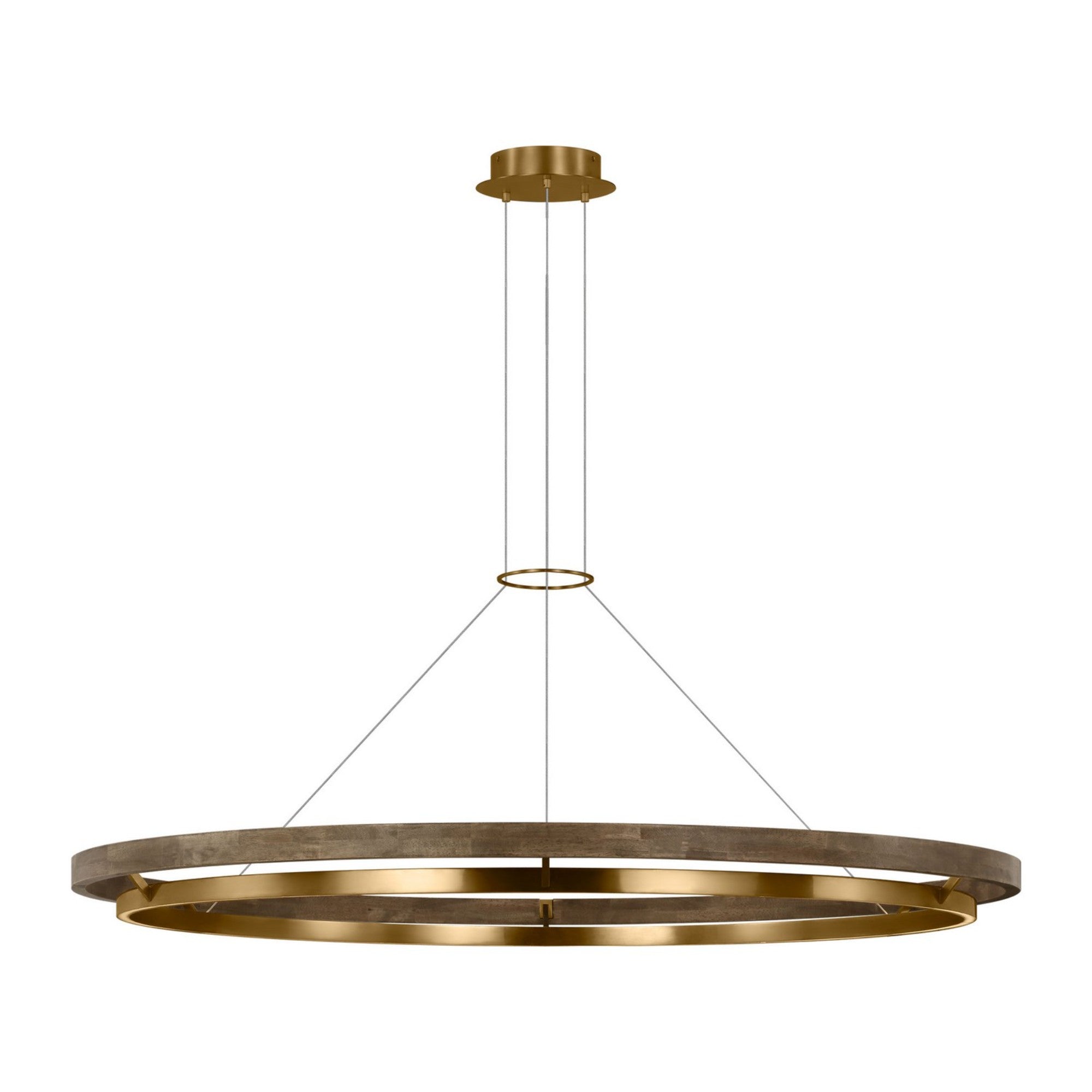 Grace 65" LED Chandelier, Matte Black & Weathered Oak Wood Finish - Bees Lighting