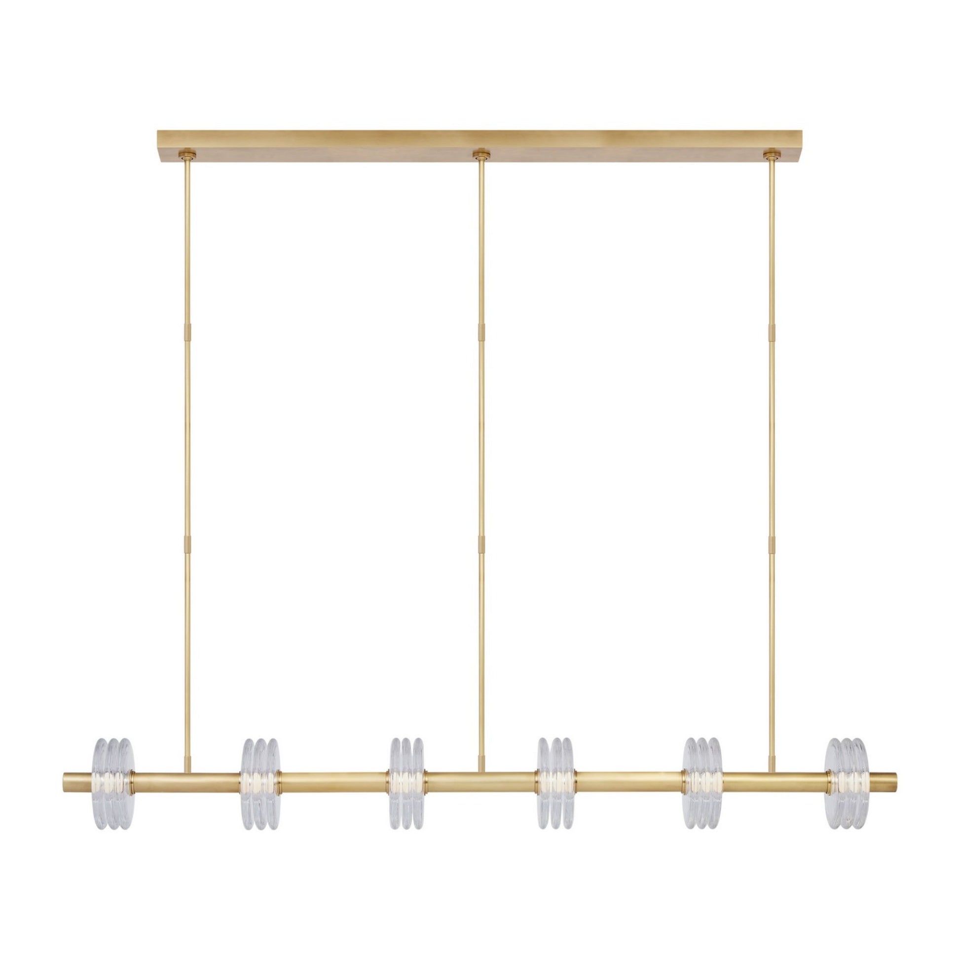 Laurel 72" LED Large X-Linear Pendant, 120-277V, Natural Brass Finish - Bees Lighting