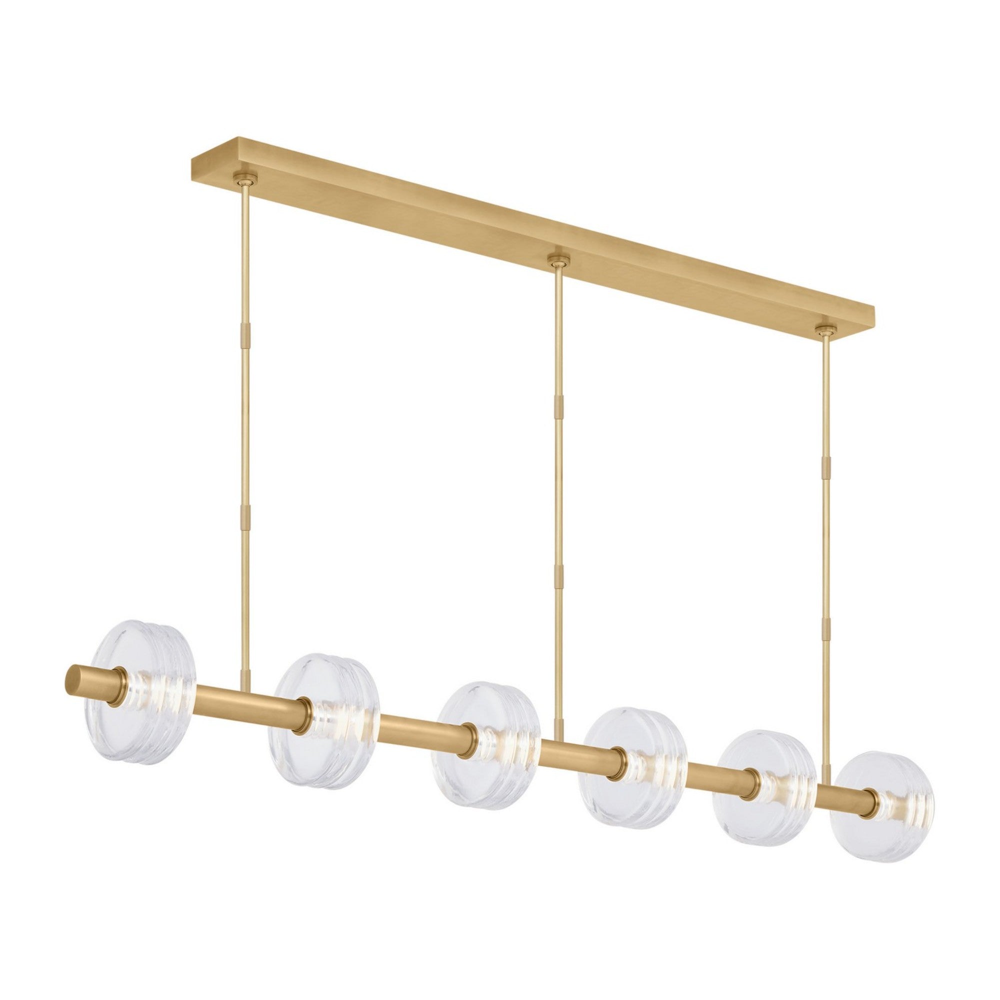 Laurel 72" LED Large X-Linear Pendant, 120-277V, Natural Brass Finish - Bees Lighting