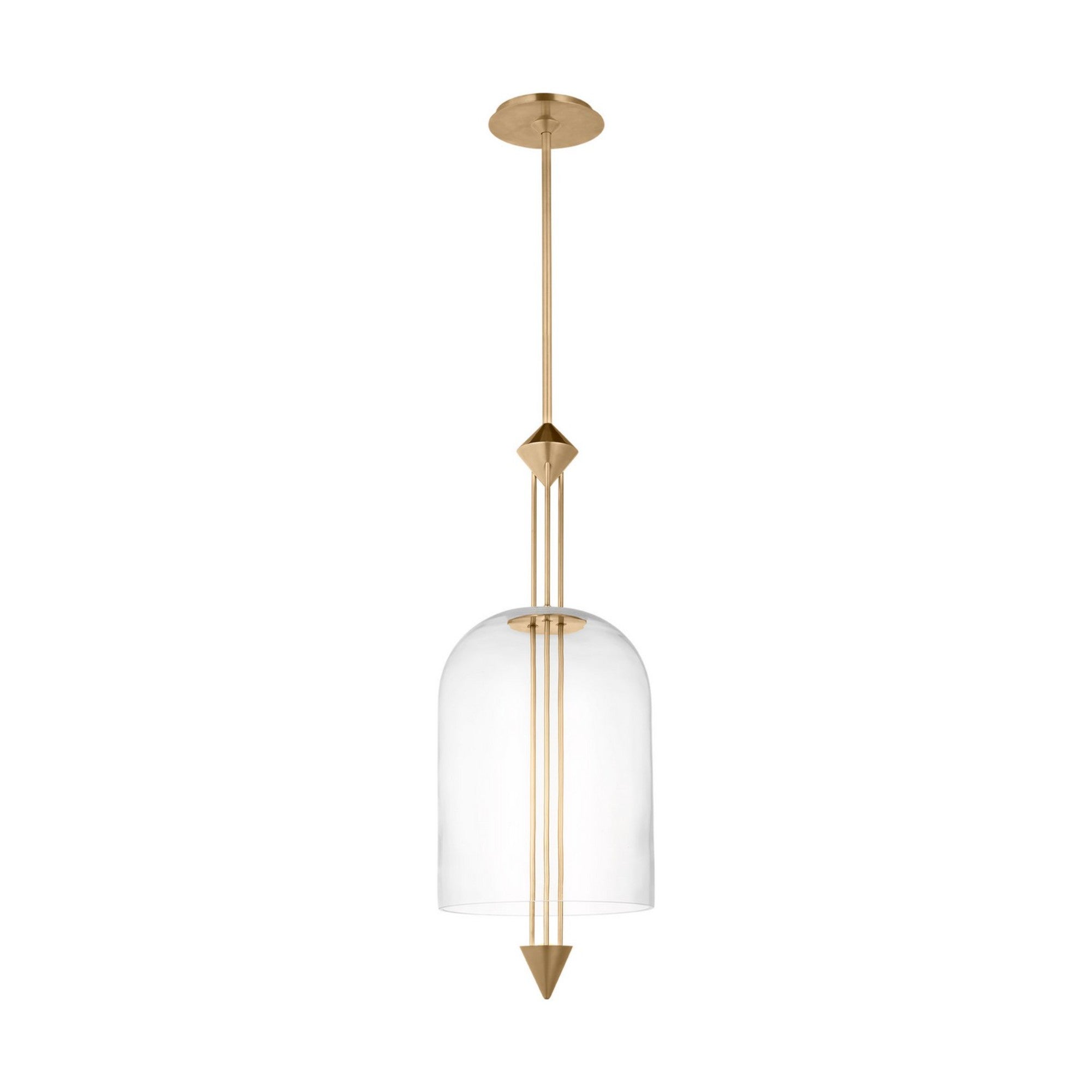 Cathedral 10" Medium Pendant, 120-277V, Natural Brass Finish - Bees Lighting