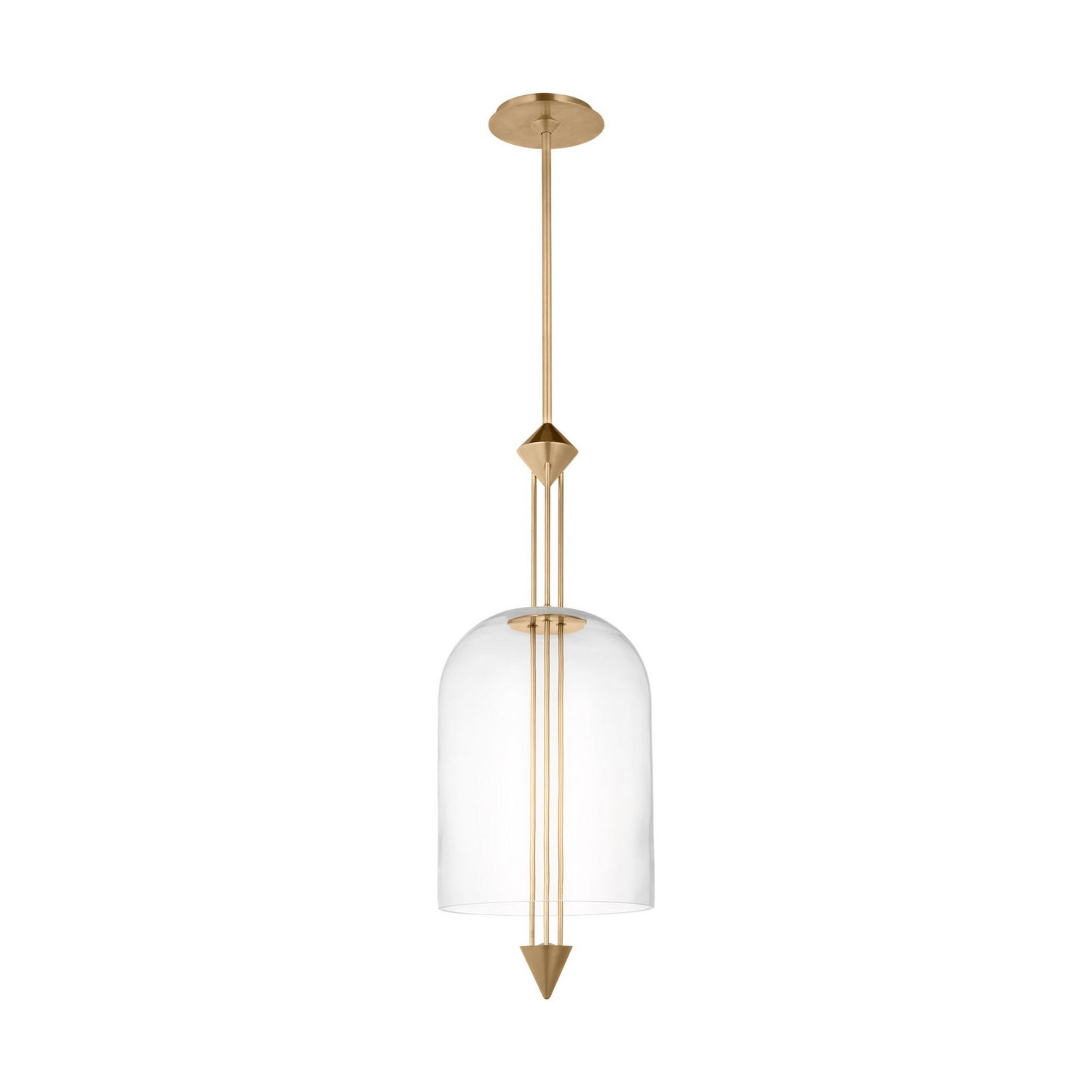 Cathedral 10" Medium Pendant, 120-277V, Natural Brass Finish - Bees Lighting