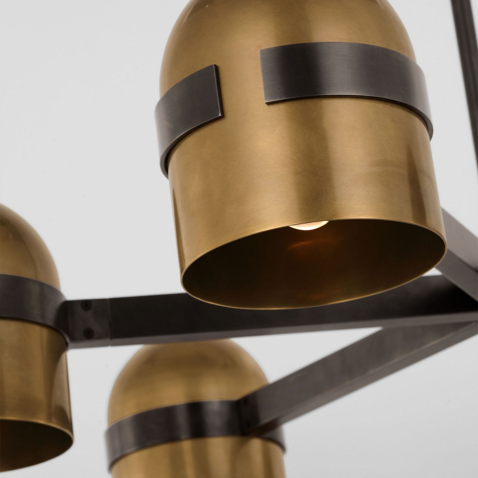 Octavia 36" 6-Light LED Large Chandelier, 120-277V, Blackened Bronze & Bright Worn Brass Finish - Bees Lighting