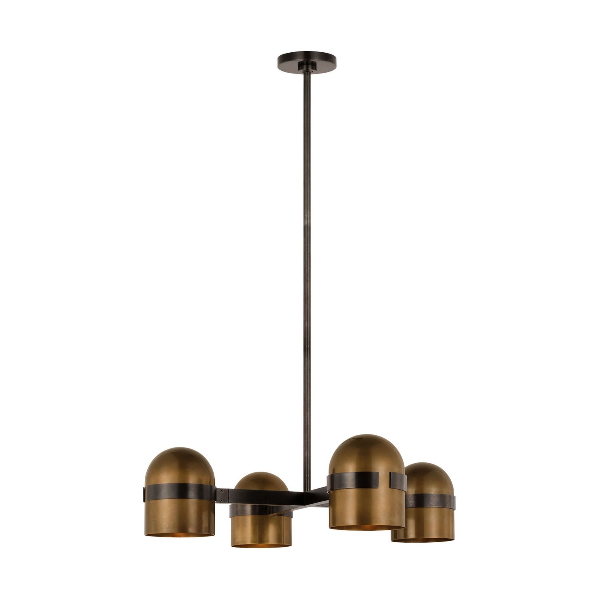 Octavia 28" 4-Light LED Medium Chandelier, 120-277V, Blackened Bronze & Bright Worn Brass Finish - Bees Lighting