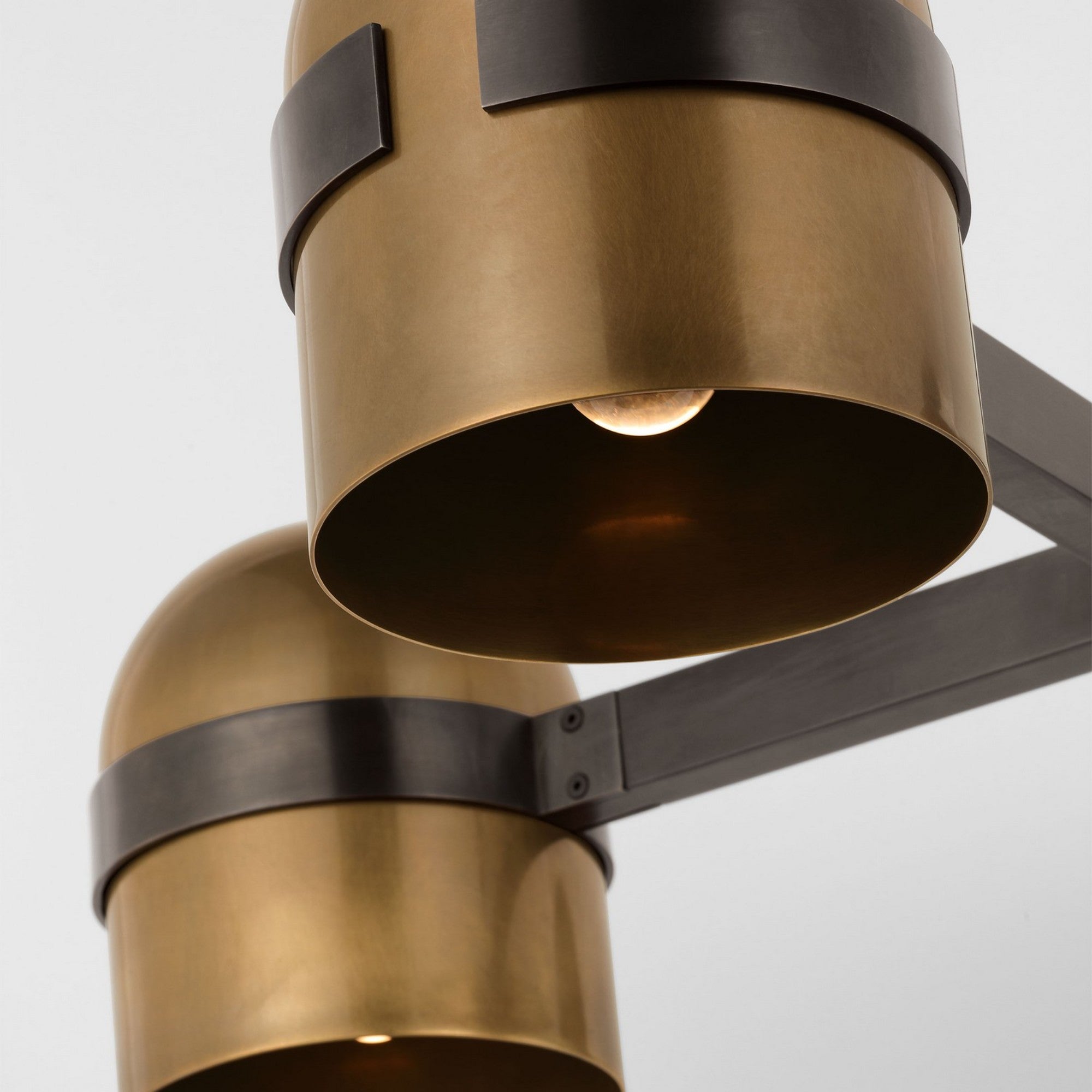 Octavia 28" 4-Light LED Medium Chandelier, 120-277V, Blackened Bronze & Bright Worn Brass Finish - Bees Lighting