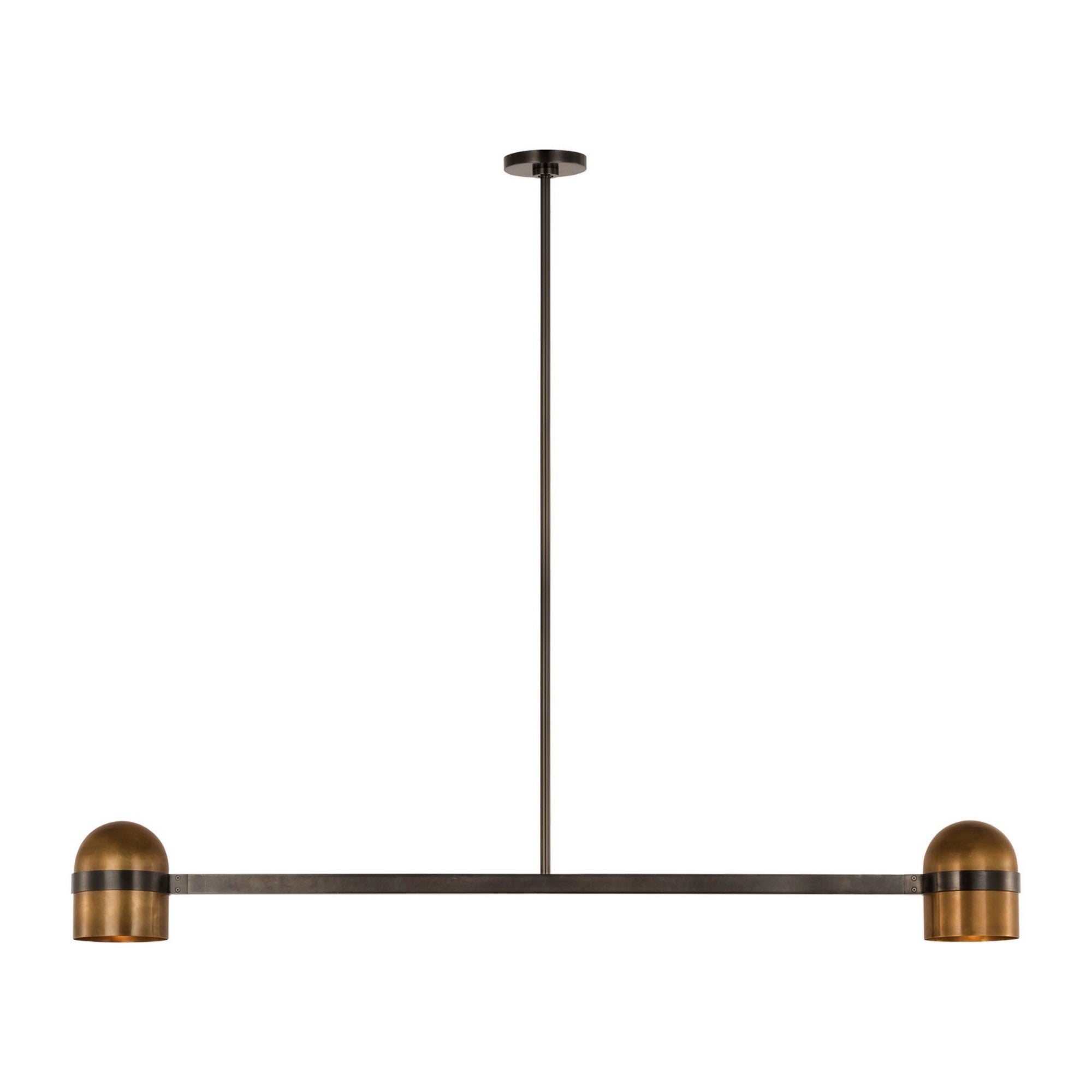 Octavia 56" 2-Light LED Large Chandelier, 120-277V, Blackened Bronze & Bright Worn Brass Finish - Bees Lighting