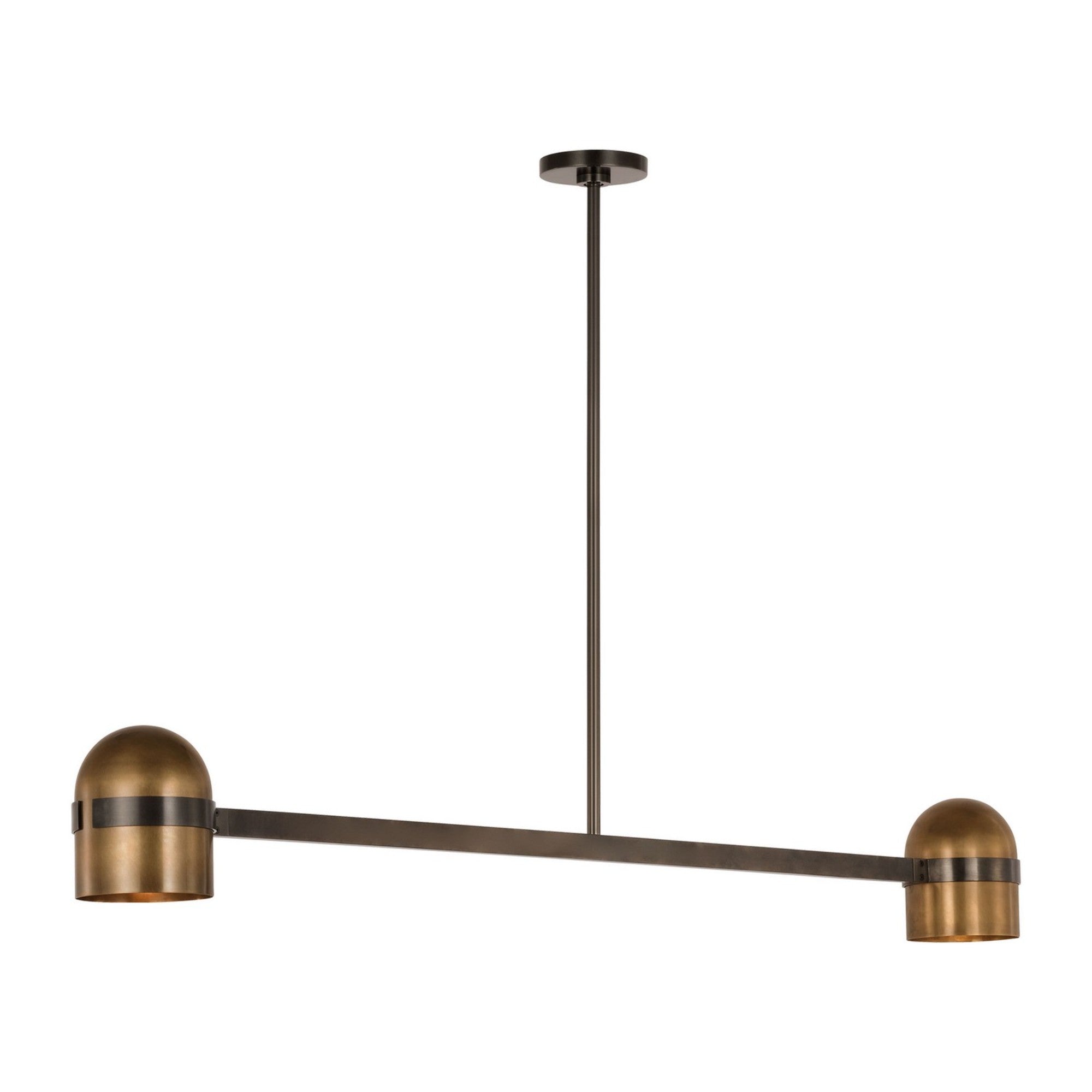 Octavia 56" 2-Light LED Large Chandelier, 120-277V, Blackened Bronze & Bright Worn Brass Finish - Bees Lighting