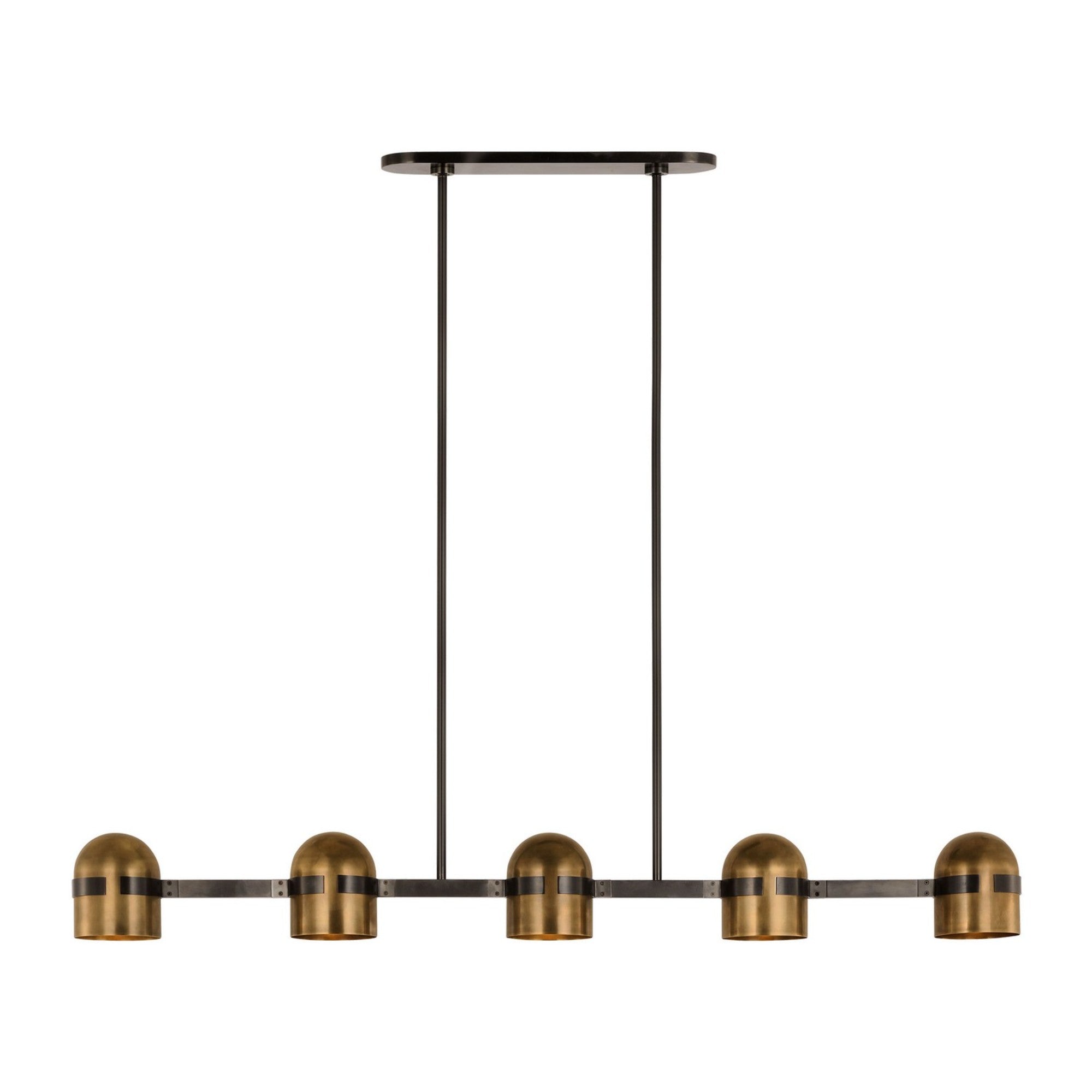 Octavia 62" 5-Light LED X-Large Chandelier, 120-277V, Blackened Bronze & Bright Worn Brass Finish - Bees Lighting