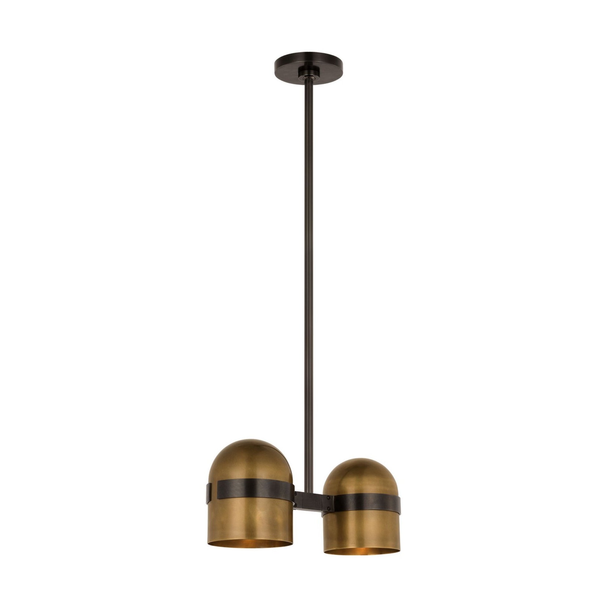 Octavia 16" 2-Light LED Large Pendant, 120-277V, Blackened Bronze & Bright Worn Brass Finish - Bees Lighting