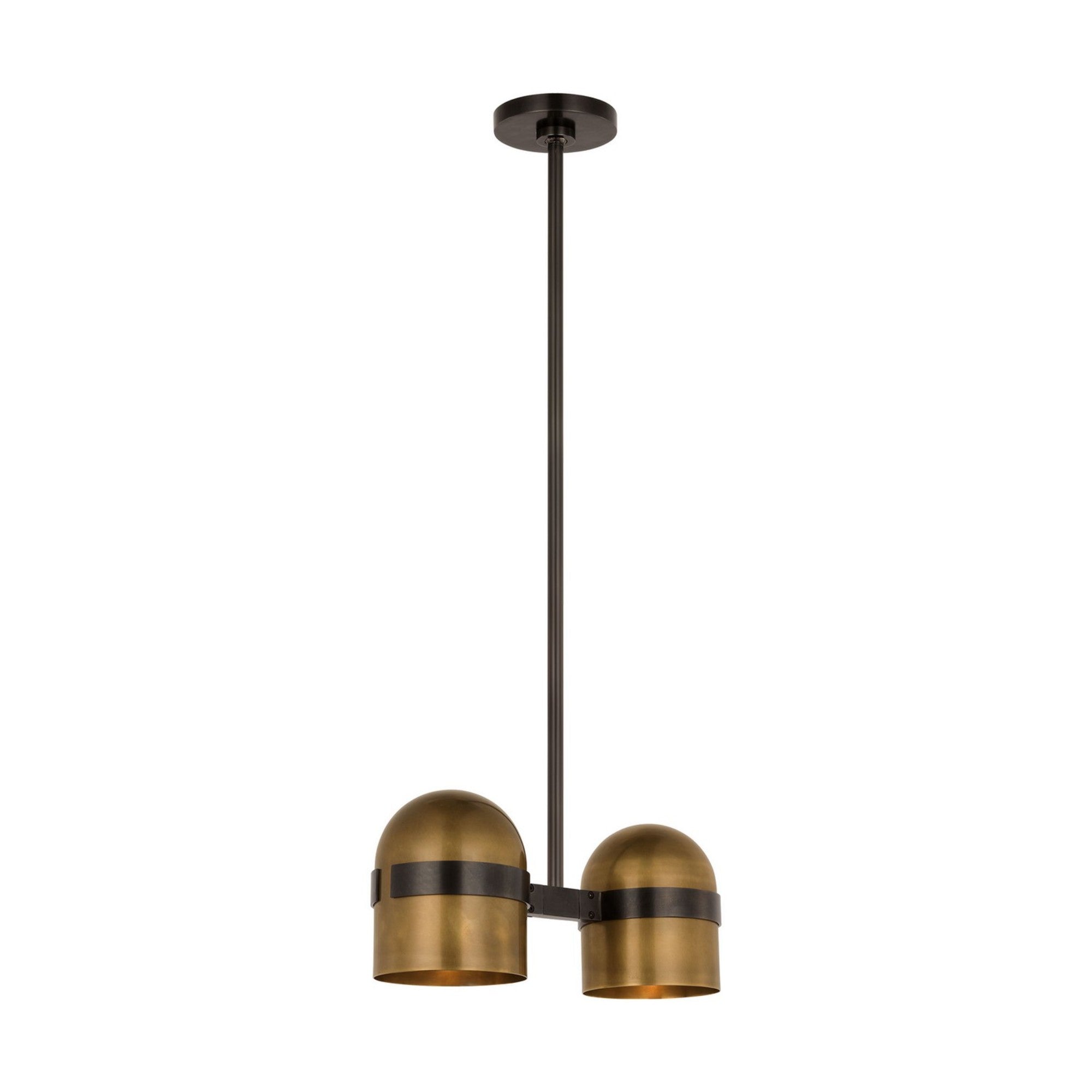 Octavia 16" 2-Light LED Large Pendant, 120-277V, Blackened Bronze & Bright Worn Brass Finish - Bees Lighting