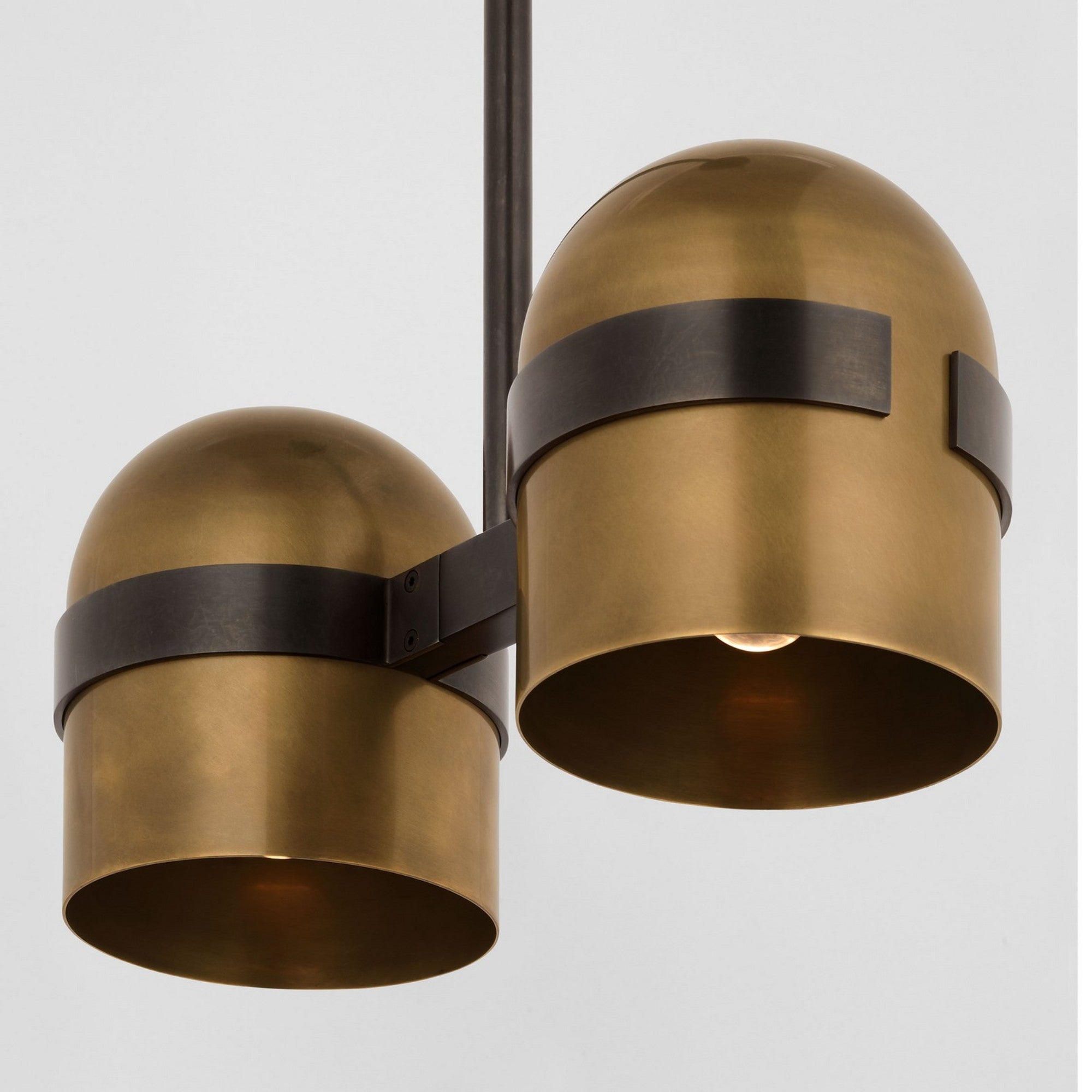 Octavia 16" 2-Light LED Large Pendant, 120-277V, Blackened Bronze & Bright Worn Brass Finish - Bees Lighting