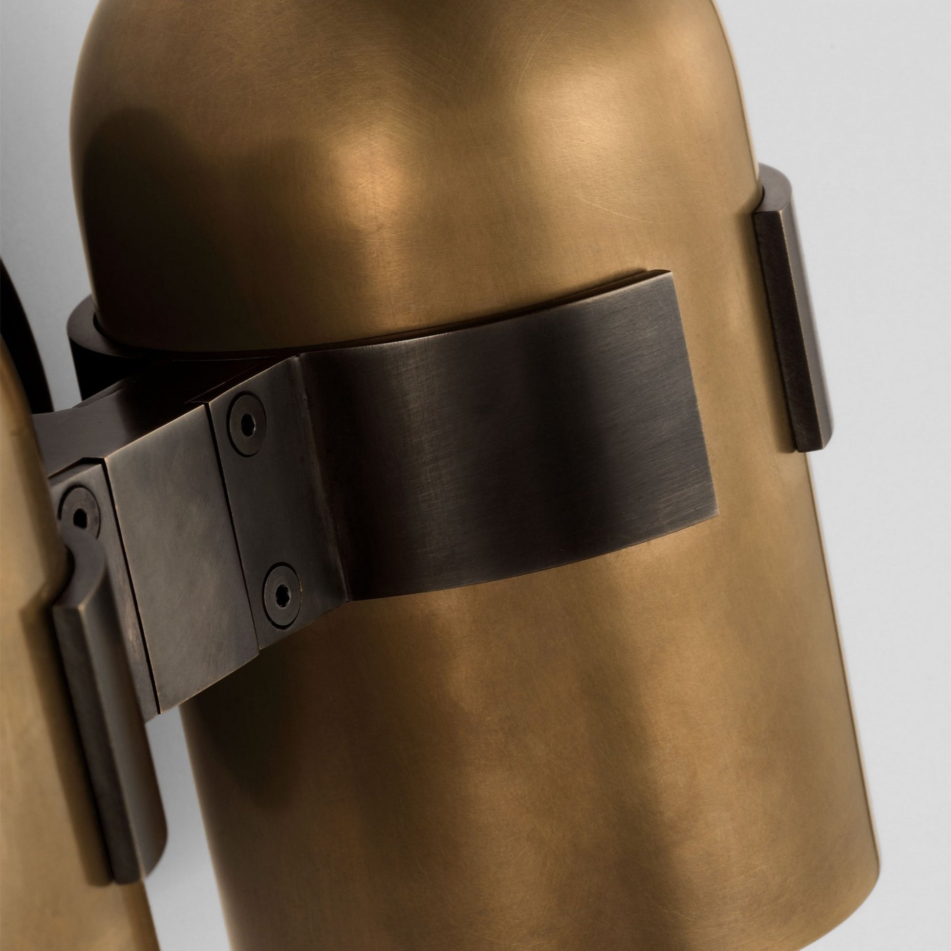 Octavia 9" 2-Light LED Medium Wall Sconce, 120-277V, Blackened Bronze & Bright Worn Brass Finish - Bees Lighting