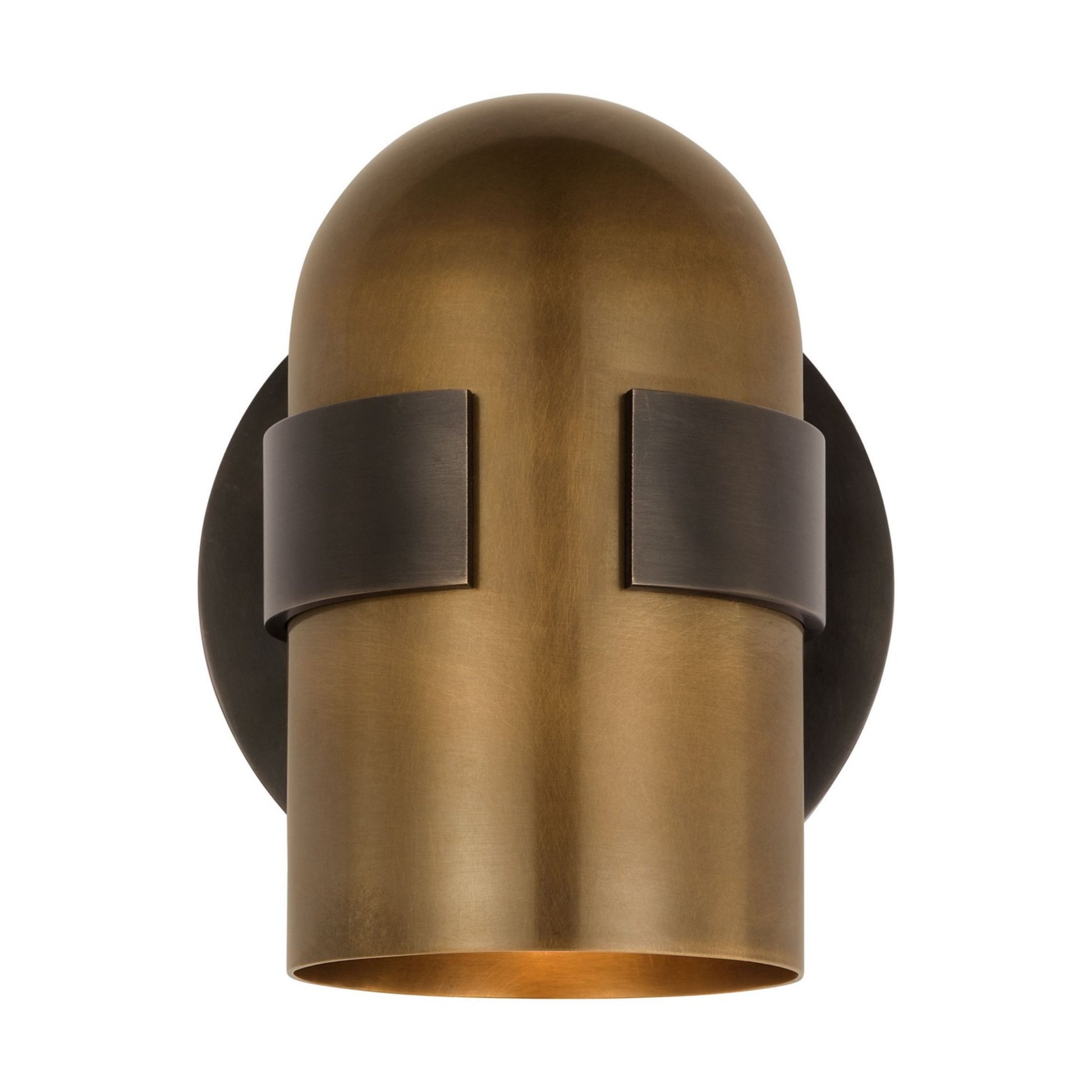 Octavia 6" LED Small Wall Sconce, 120-277V, Blackened Bronze & Bright Worn Brass Finish - Bees Lighting