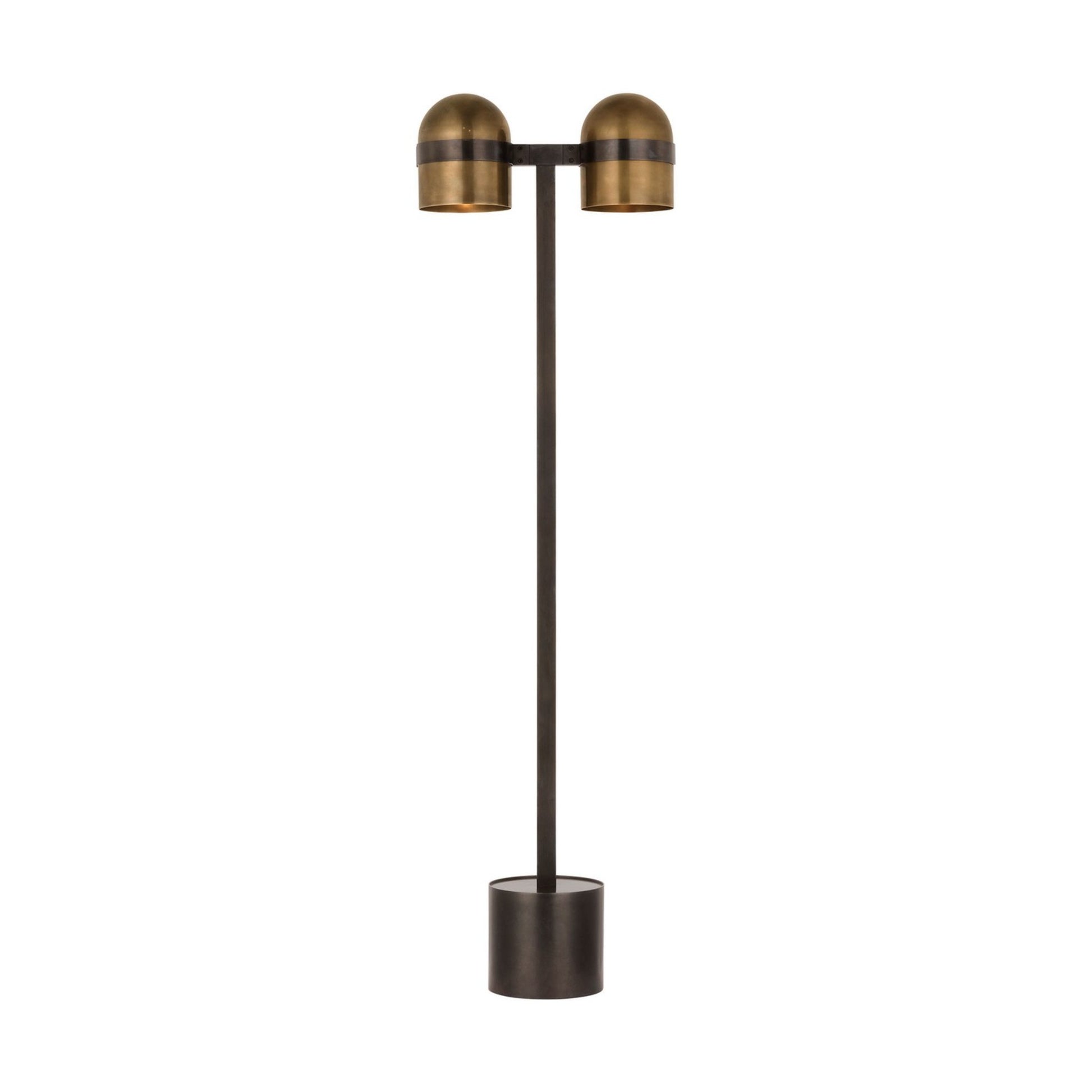 Octavia 54" 2-Light LED Medium Floor Lamp, 120-240V, Blackened Bronze & Bright Worn Brass Finish - Bees Lighting