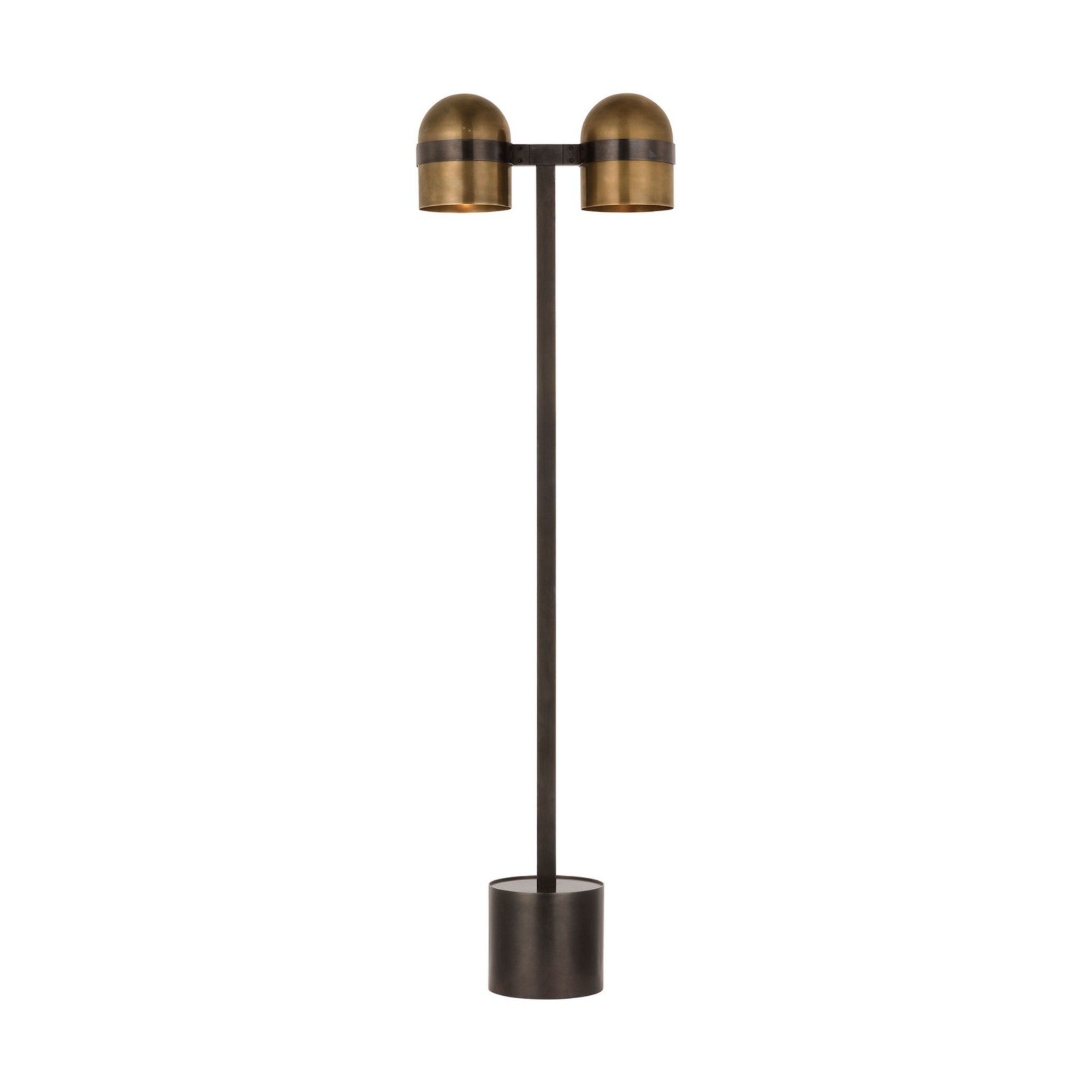 Octavia 54" 2-Light LED Medium Floor Lamp, 120-240V, Blackened Bronze & Bright Worn Brass Finish - Bees Lighting