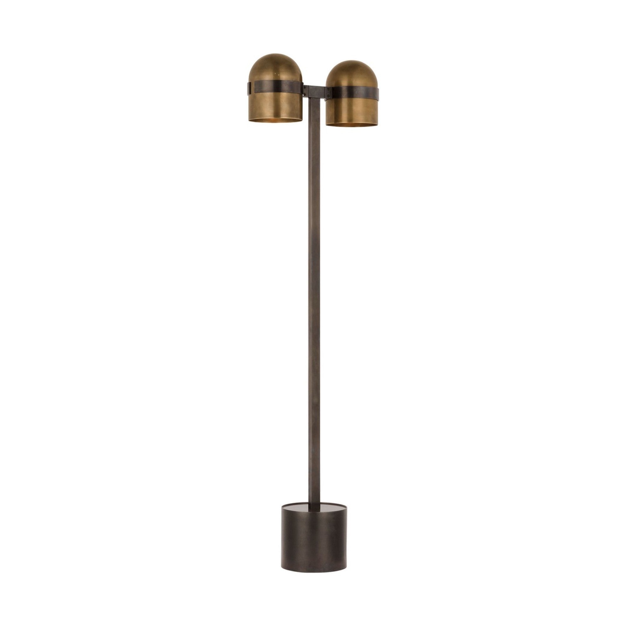 Octavia 54" 2-Light LED Medium Floor Lamp, 120-240V, Blackened Bronze & Bright Worn Brass Finish - Bees Lighting