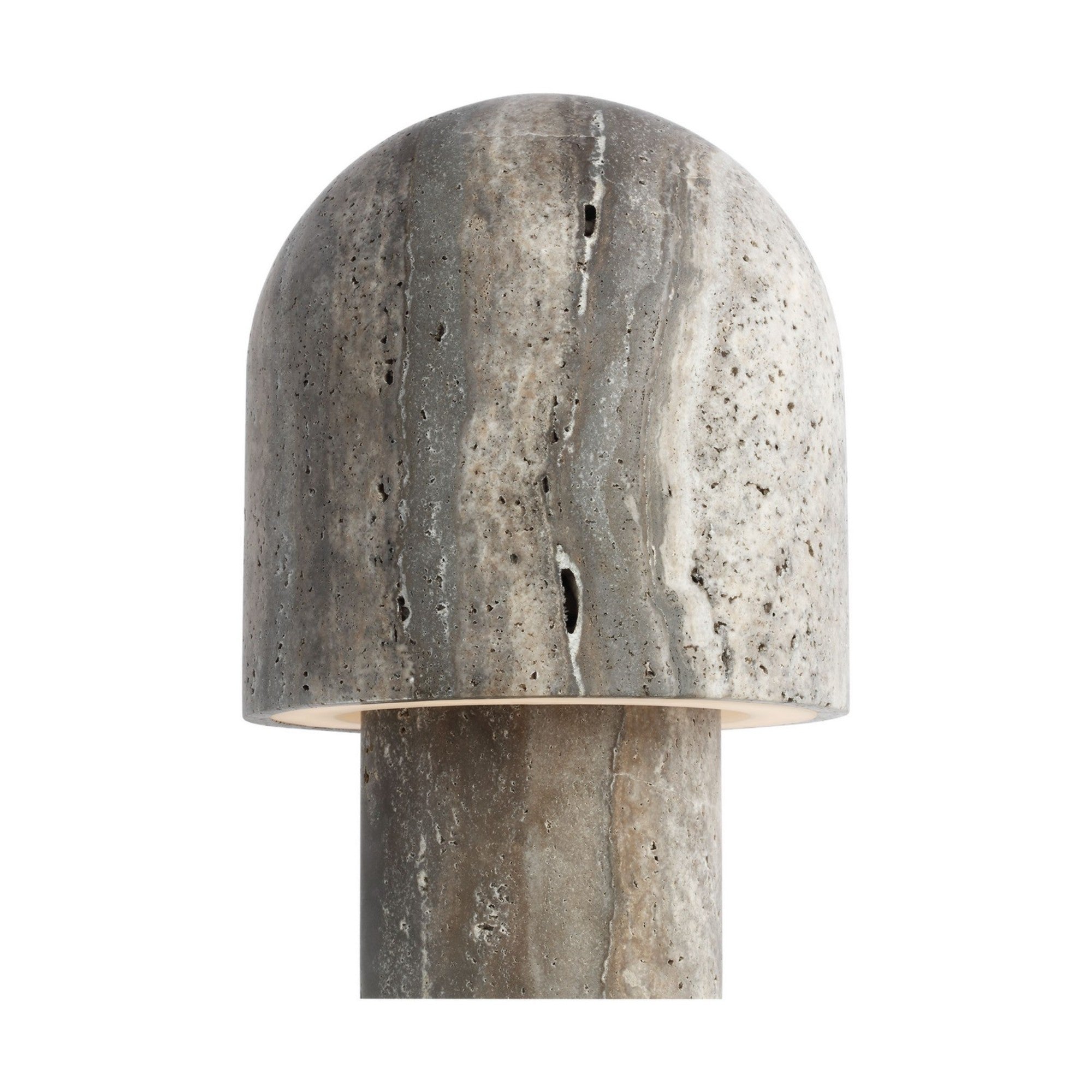 Kennett LED Small Table Lamp, 120-240V, Dark Travertine Finish - Bees Lighting