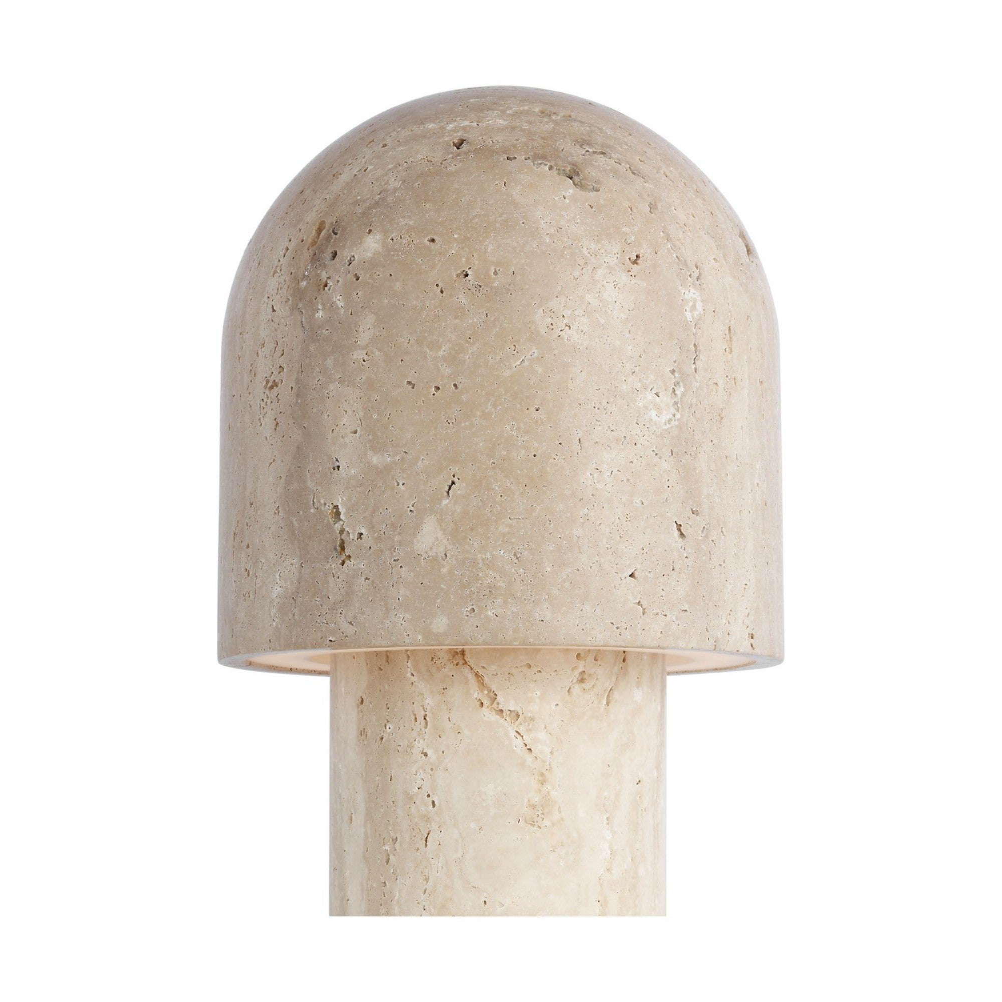 Kennett LED Small Table Lamp, 120-240V, Natural Travertine Finish - Bees Lighting