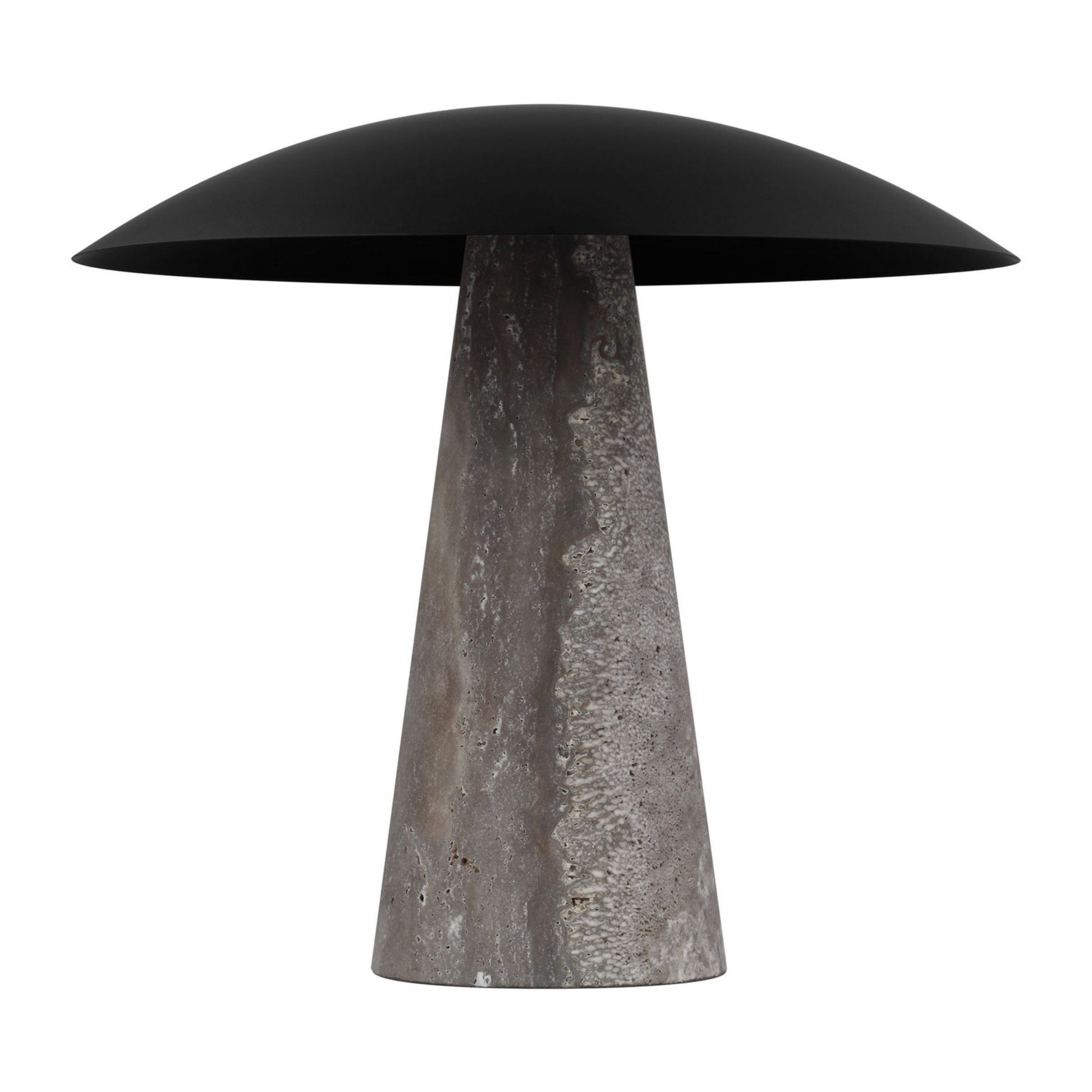 Aegis Medium Table Lamp, 120-240V, Dark Bronze & Travertine Finish - Bees Lighting