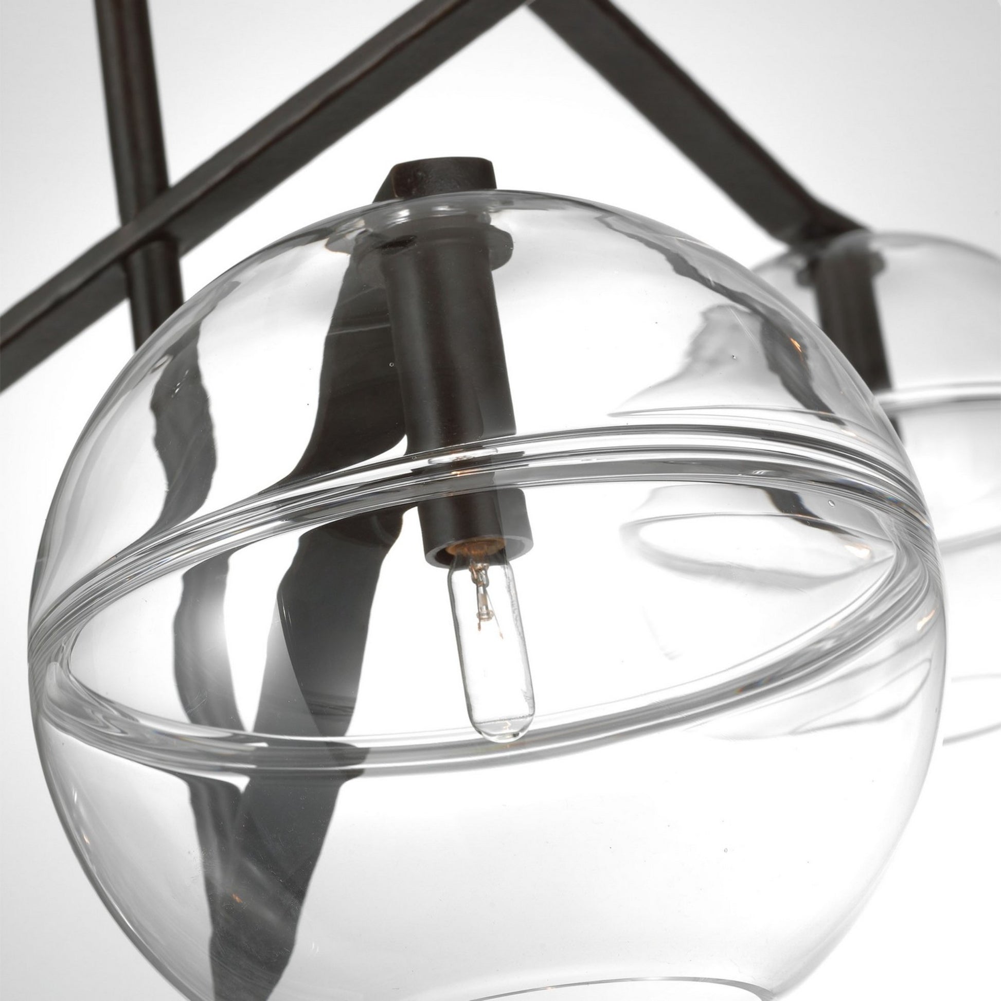 Lowing 59" 6-Light Grand Chandelier, Blackened Forged Finish - Bees Lighting