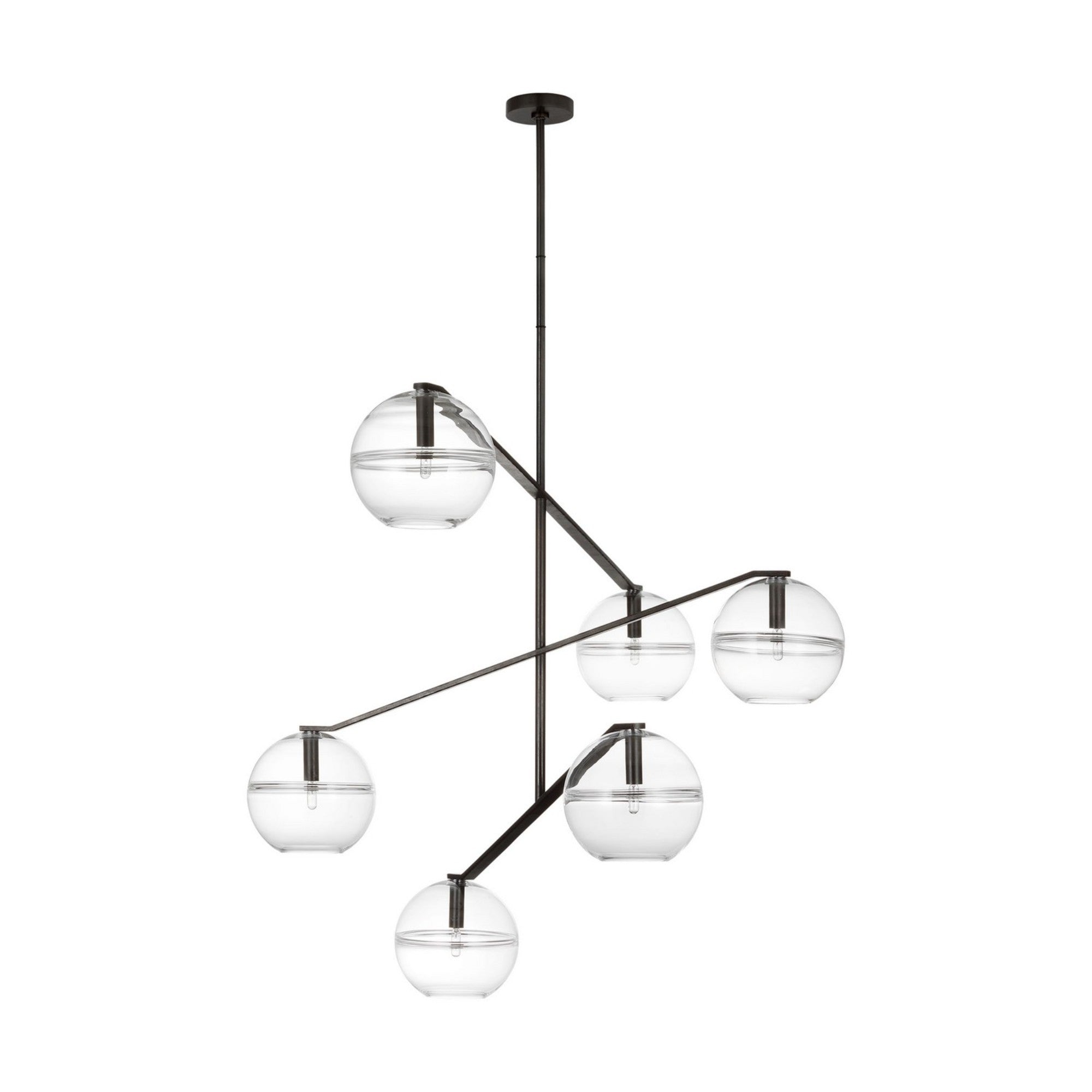 Lowing 59" 6-Light LED Grand Chandelier, Blackened Forged Finish - Bees Lighting