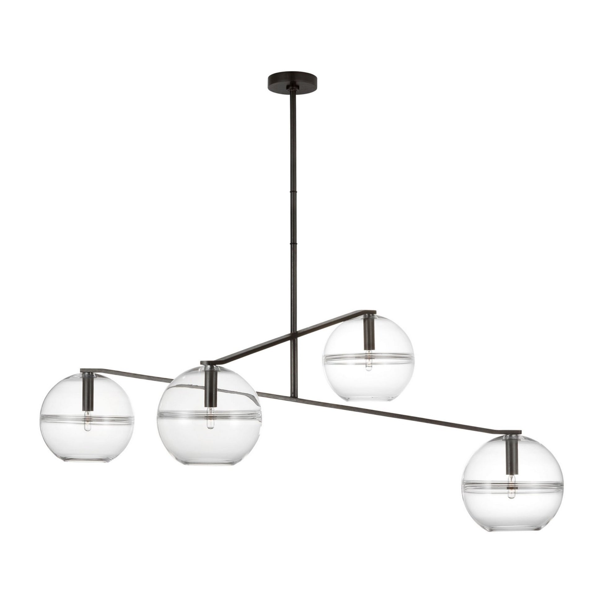 Lowing 59" 4-Light Medium Chandelier, Blackened Forged Finish - Bees Lighting