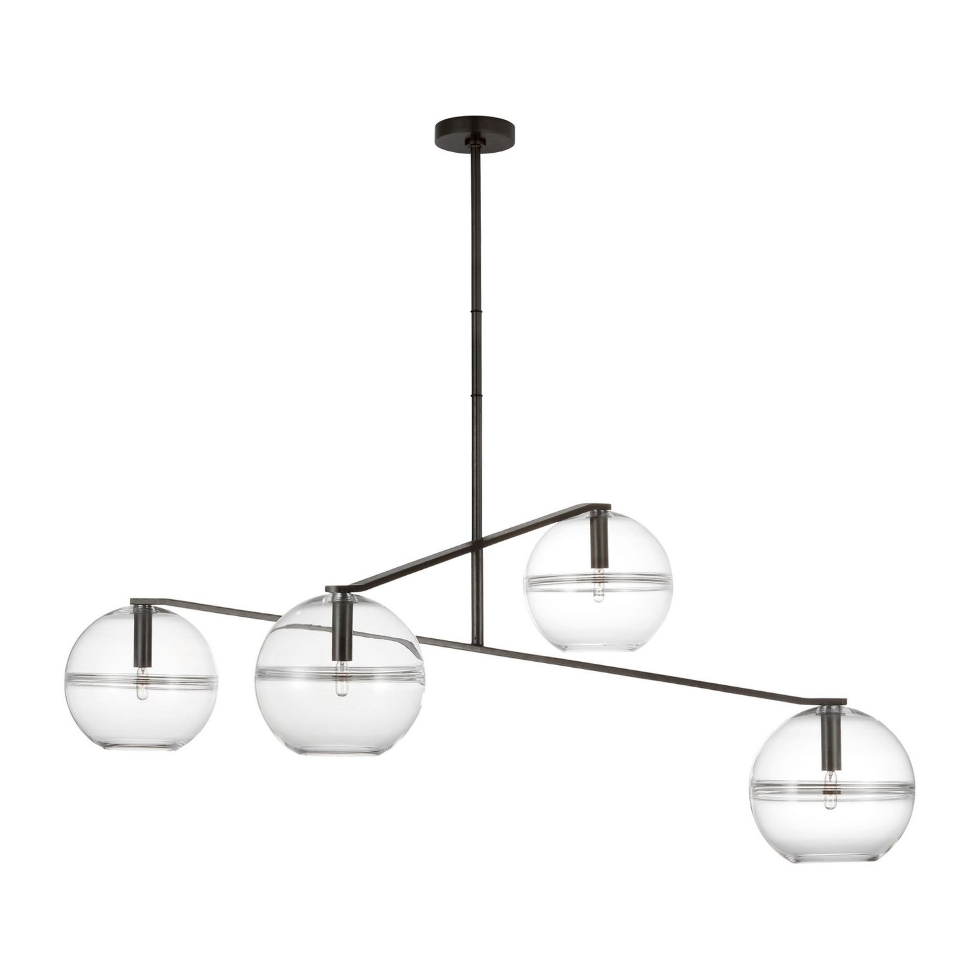 Lowing 59" 4-Light Medium Chandelier, Blackened Forged Finish - Bees Lighting
