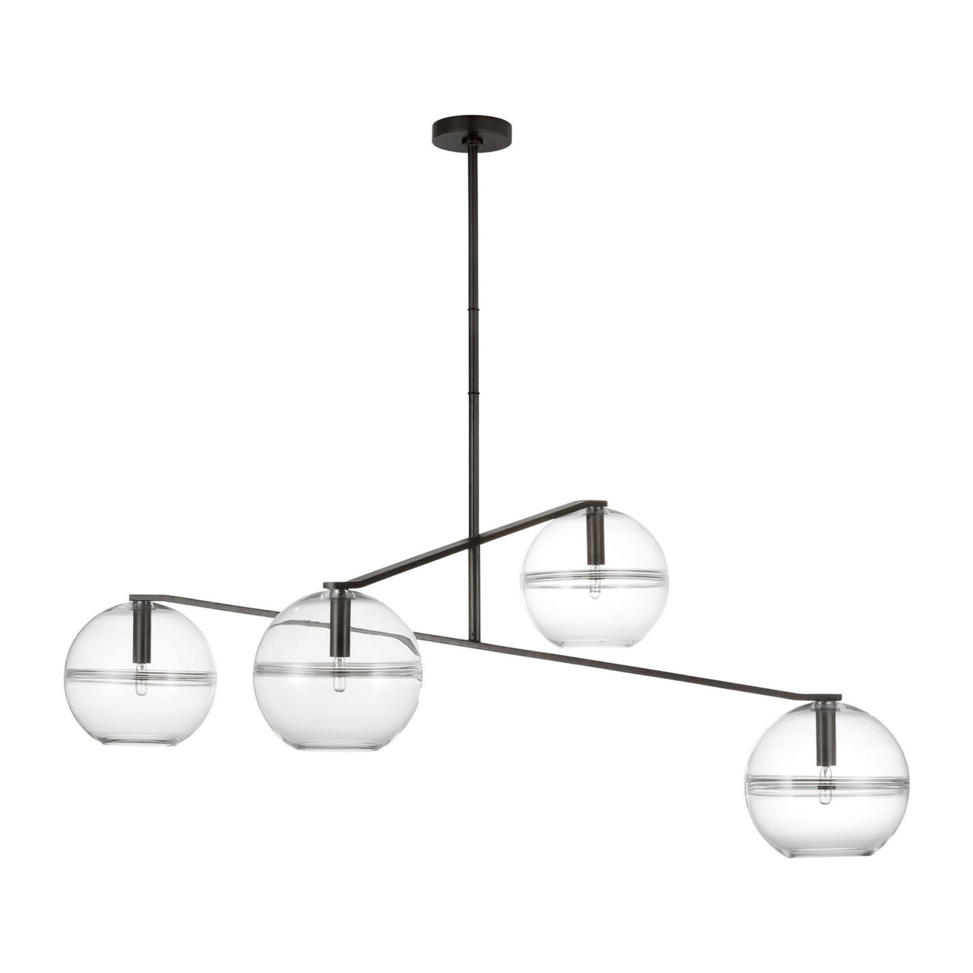 Lowing 59" 4-Light Medium Chandelier, Blackened Forged Finish - Bees Lighting
