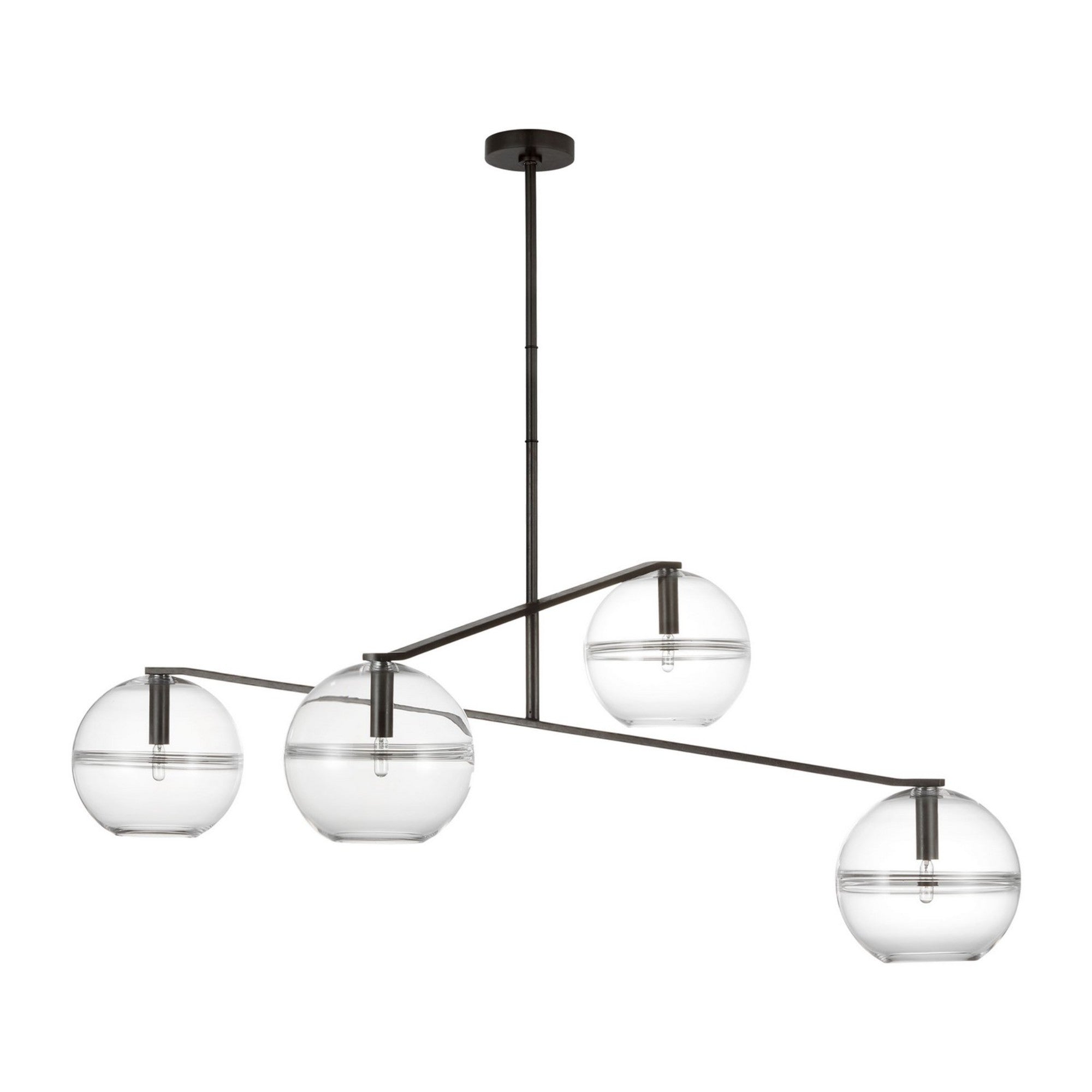 Lowing 59" 4-Light Medium Chandelier, Blackened Forged Finish - Bees Lighting
