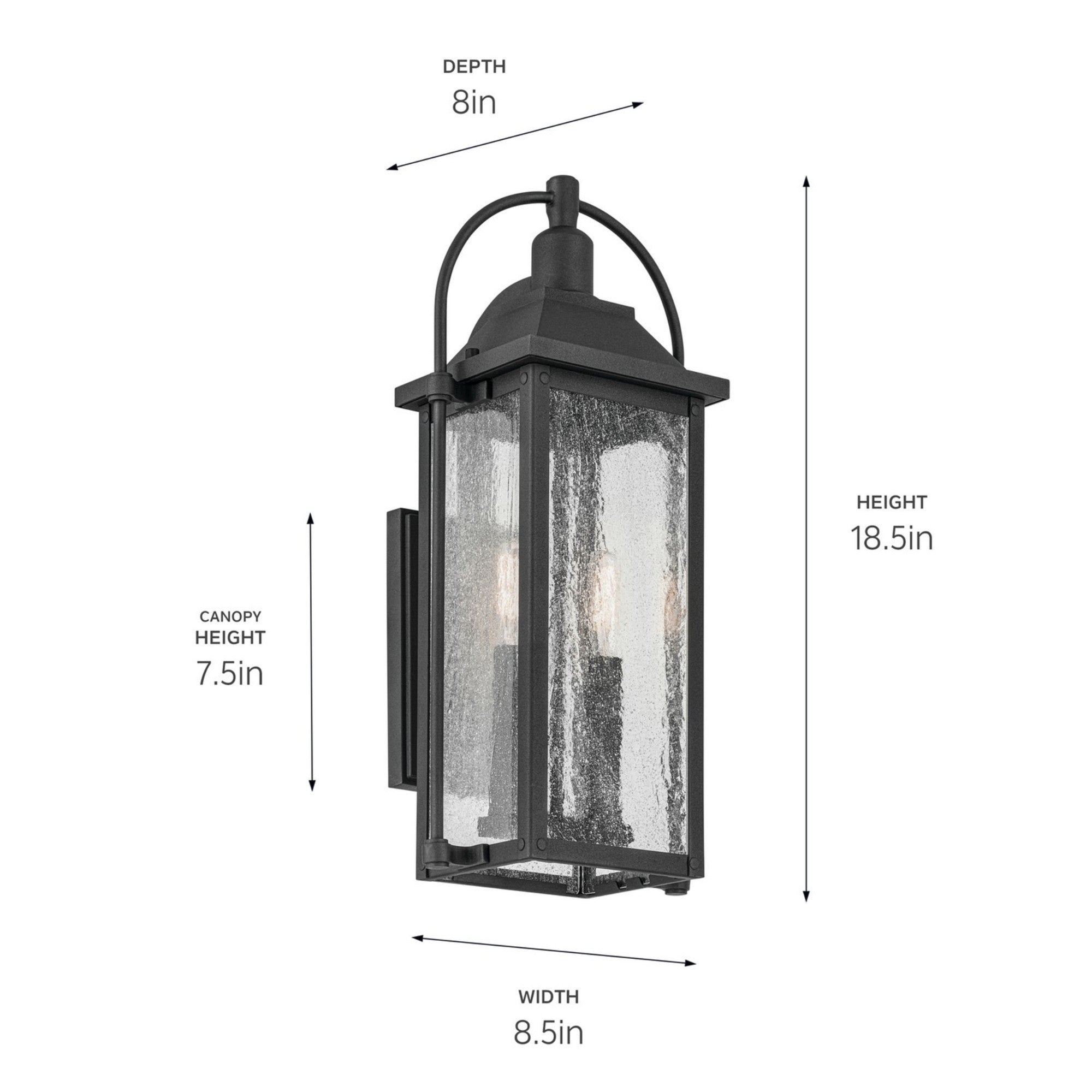 Harbor Row 19" 2-Light Outdoor Wall Light, Textured Black Finish - Bees Lighting