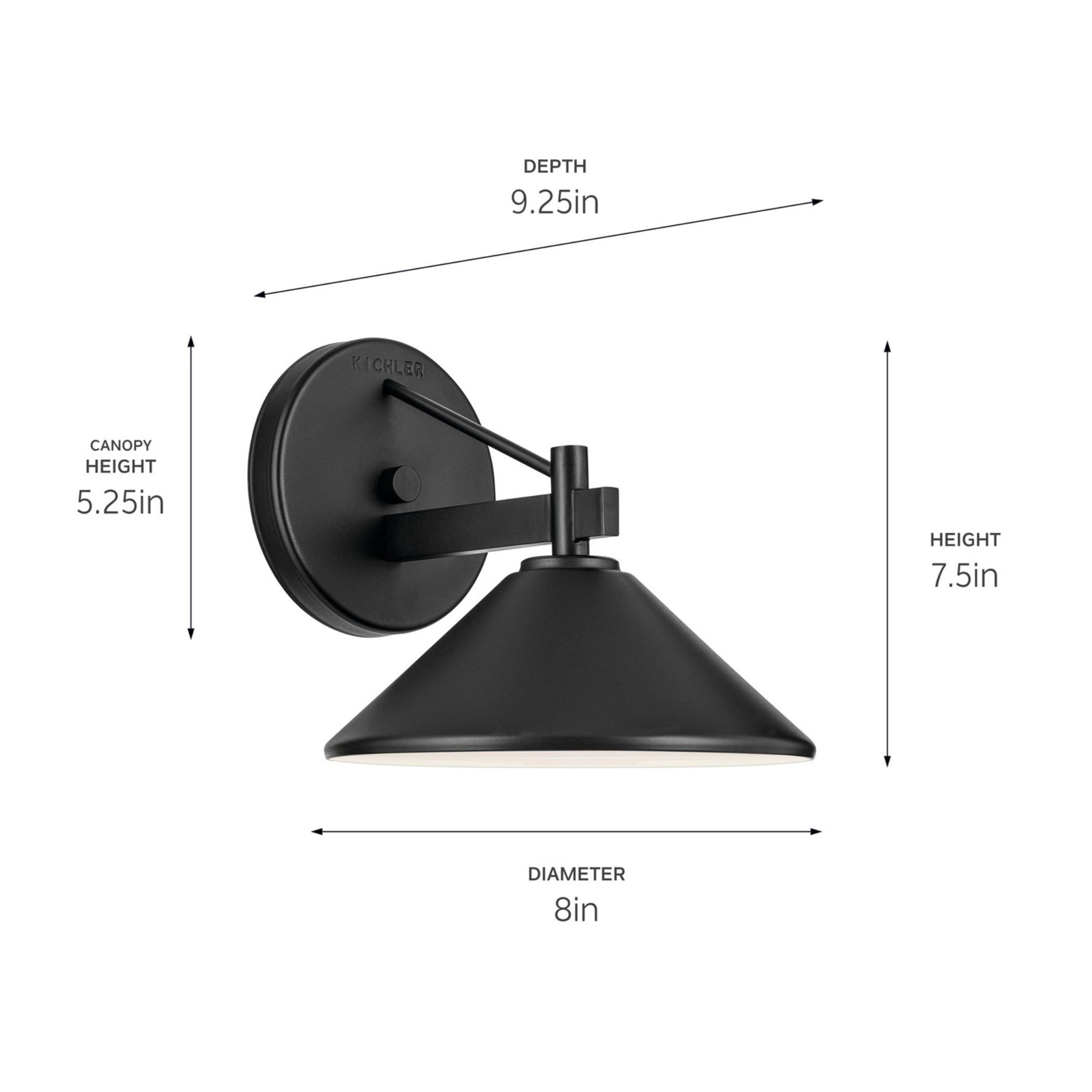 Ripley 8" Outdoor Wall Light, Black Finish - Bees Lighting