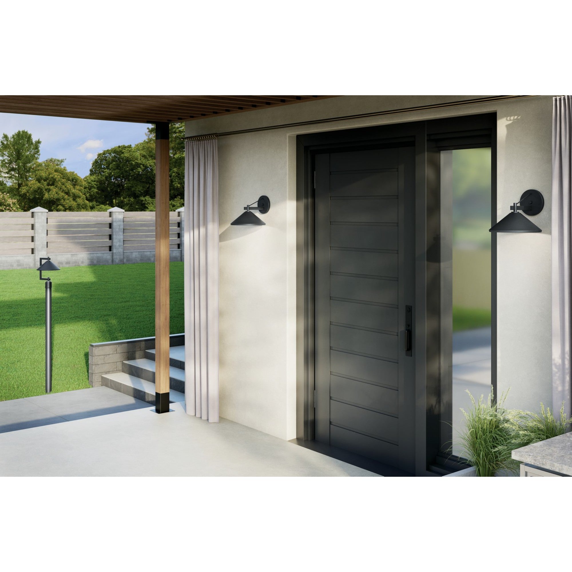 Ripley 12" Outdoor Wall Light, Black Finish - Bees Lighting