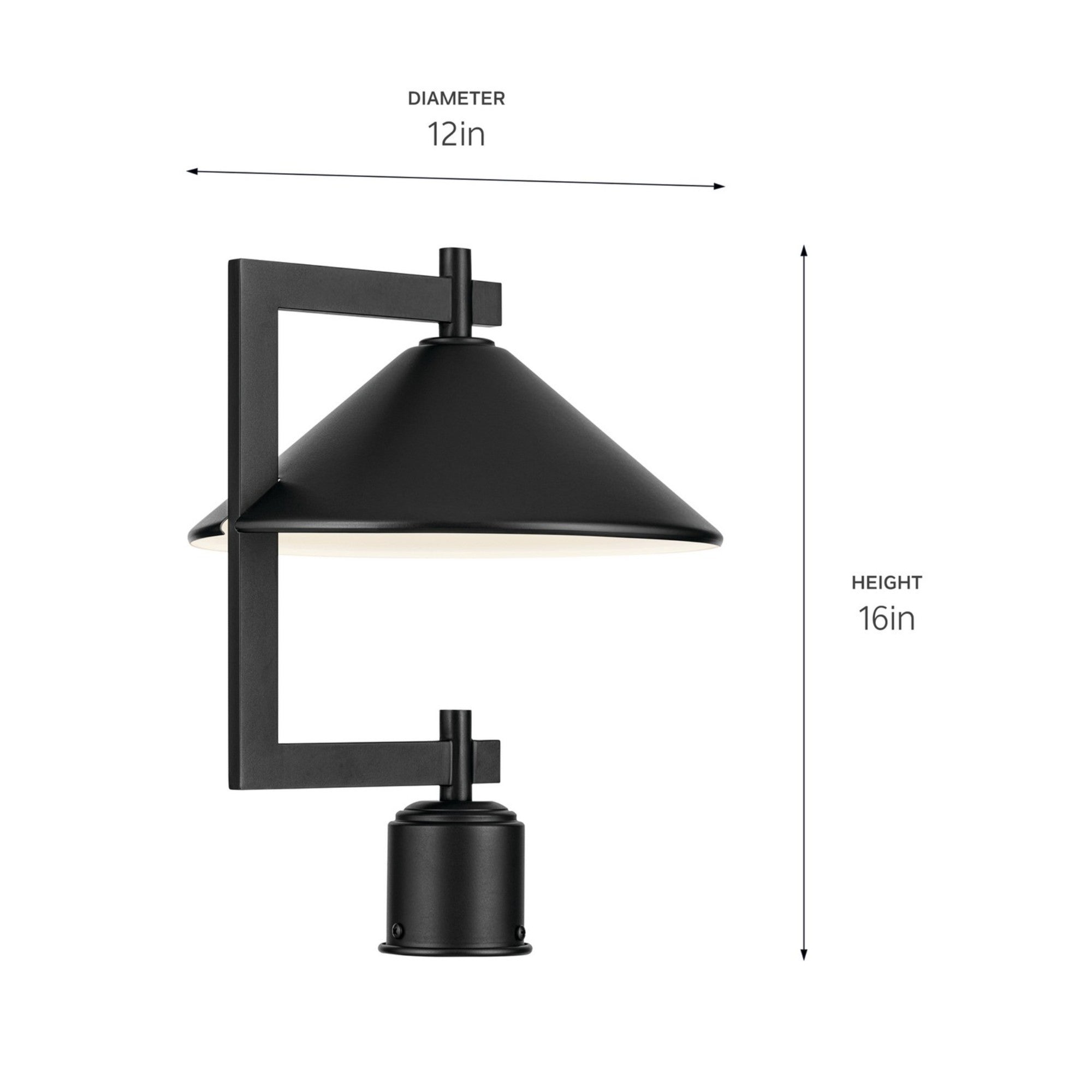 Ripley 16" Outdoor Post Light, Black Finish - Bees Lighting