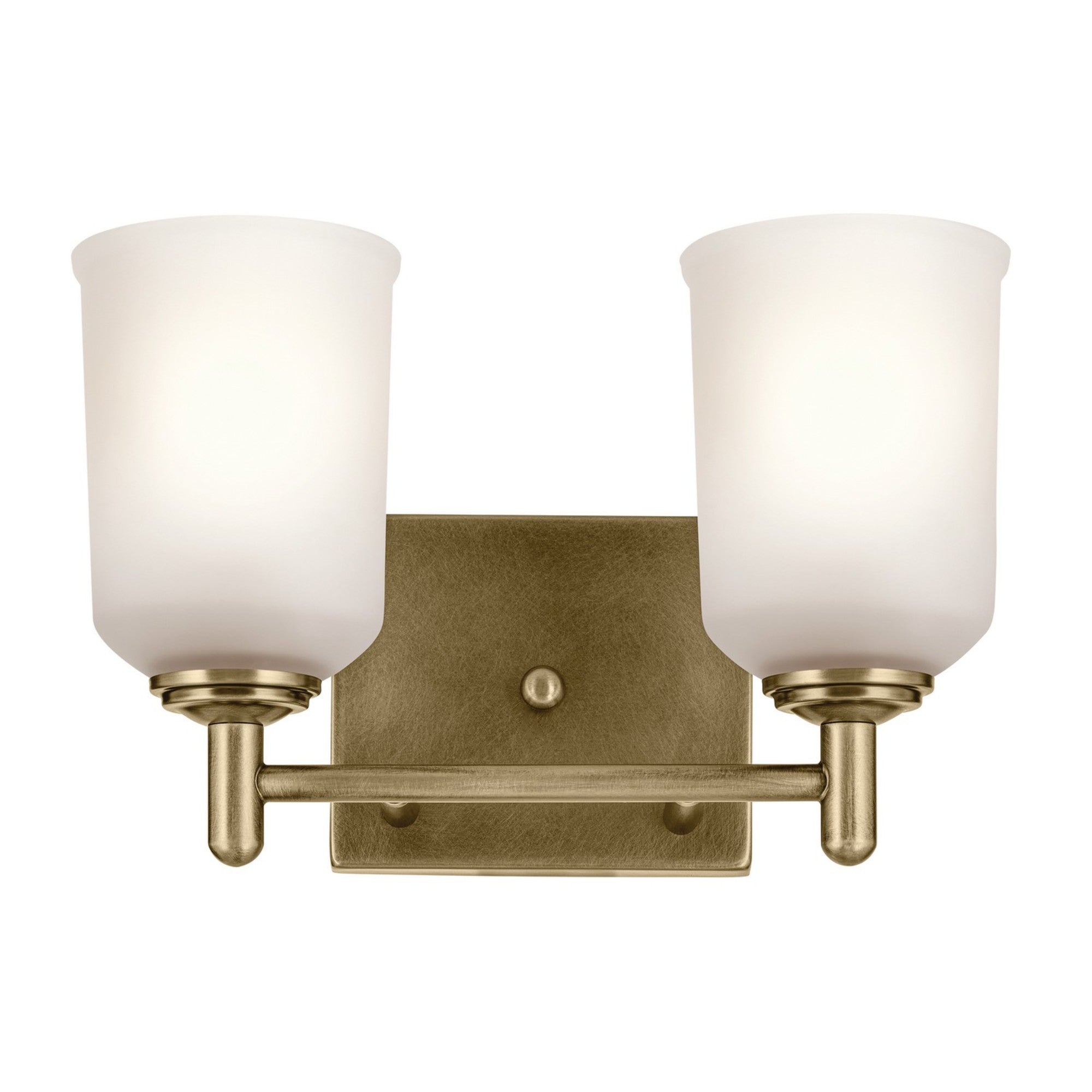 Shailene 13" 2-Light Bath Vanity Light, Natural Brass Finish, Etched Glass - Bees Lighting